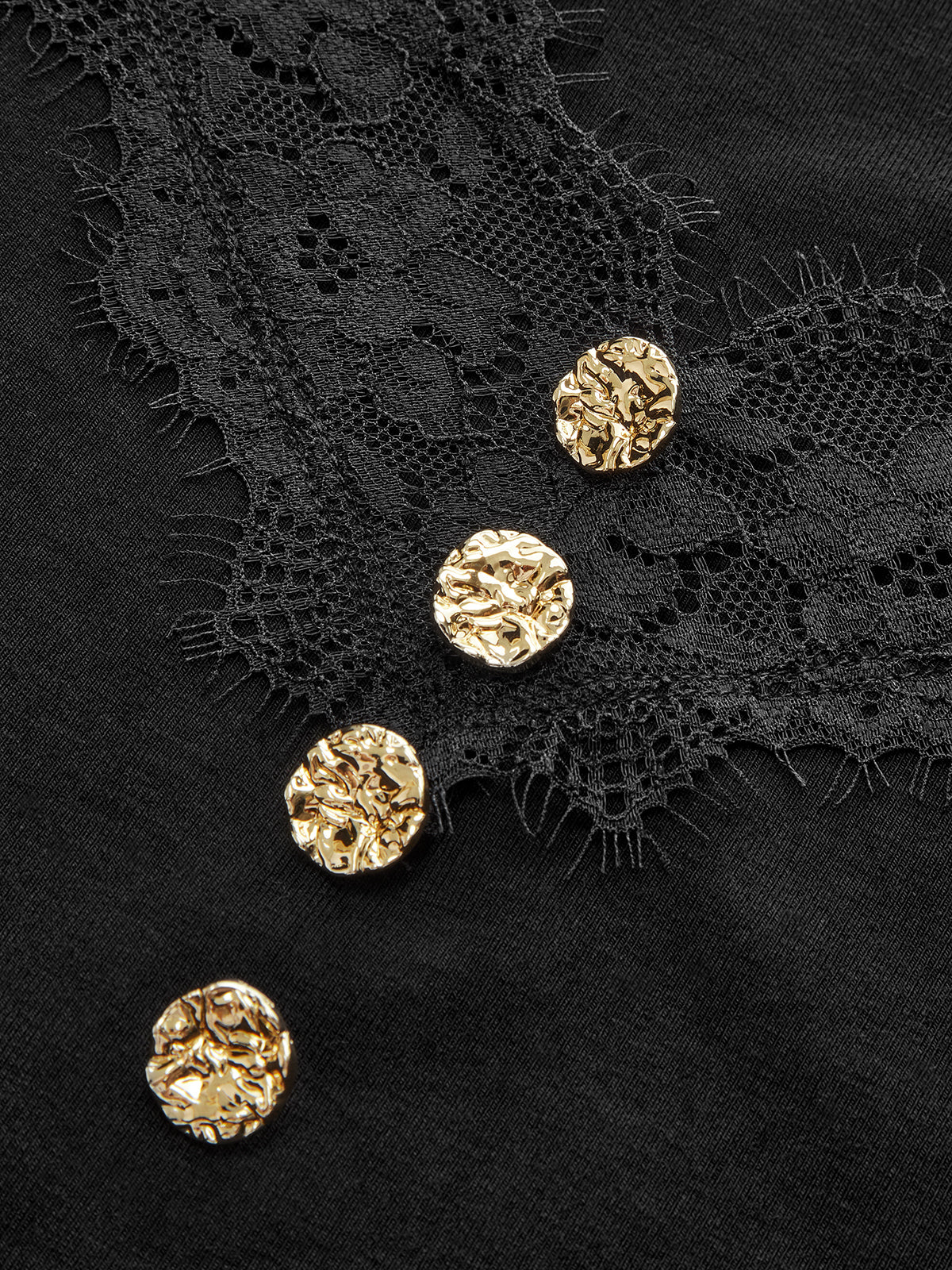 Lace Trim V-Neck Long-Sleeve Top-Chicvia