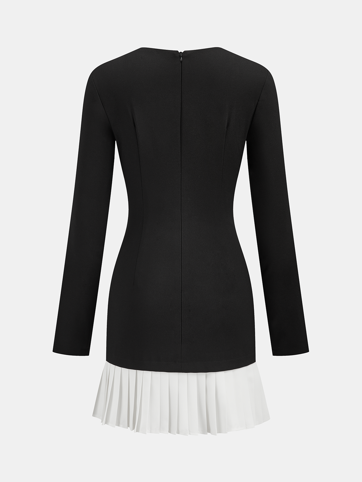 Pleated Hem Panel Asymmetric Metal Detail Mini Dress-Chicvia