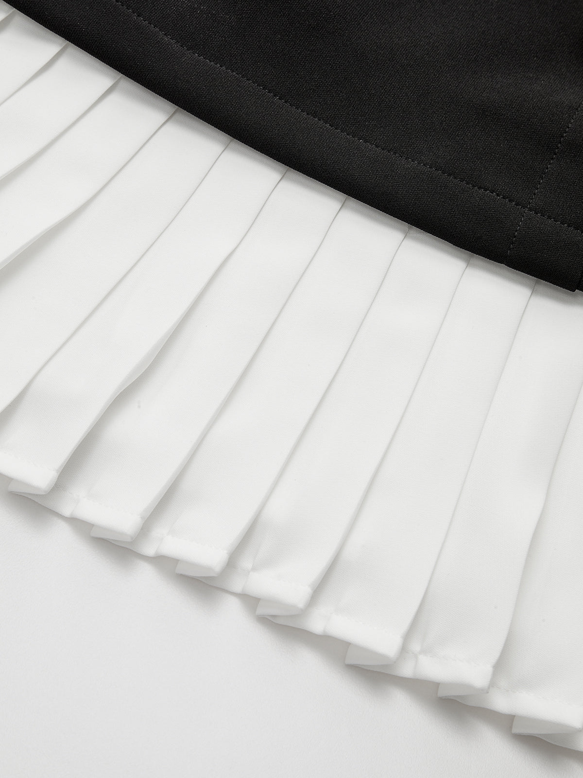 Pleated Hem Panel Asymmetric Metal Detail Mini Dress-Chicvia