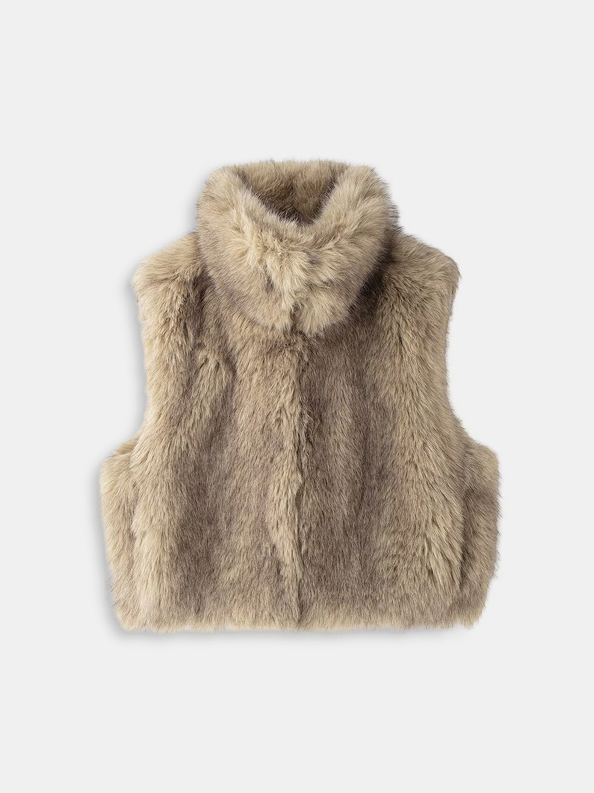 Faux Fur Sleeveless Vest without Belt-Chicvia