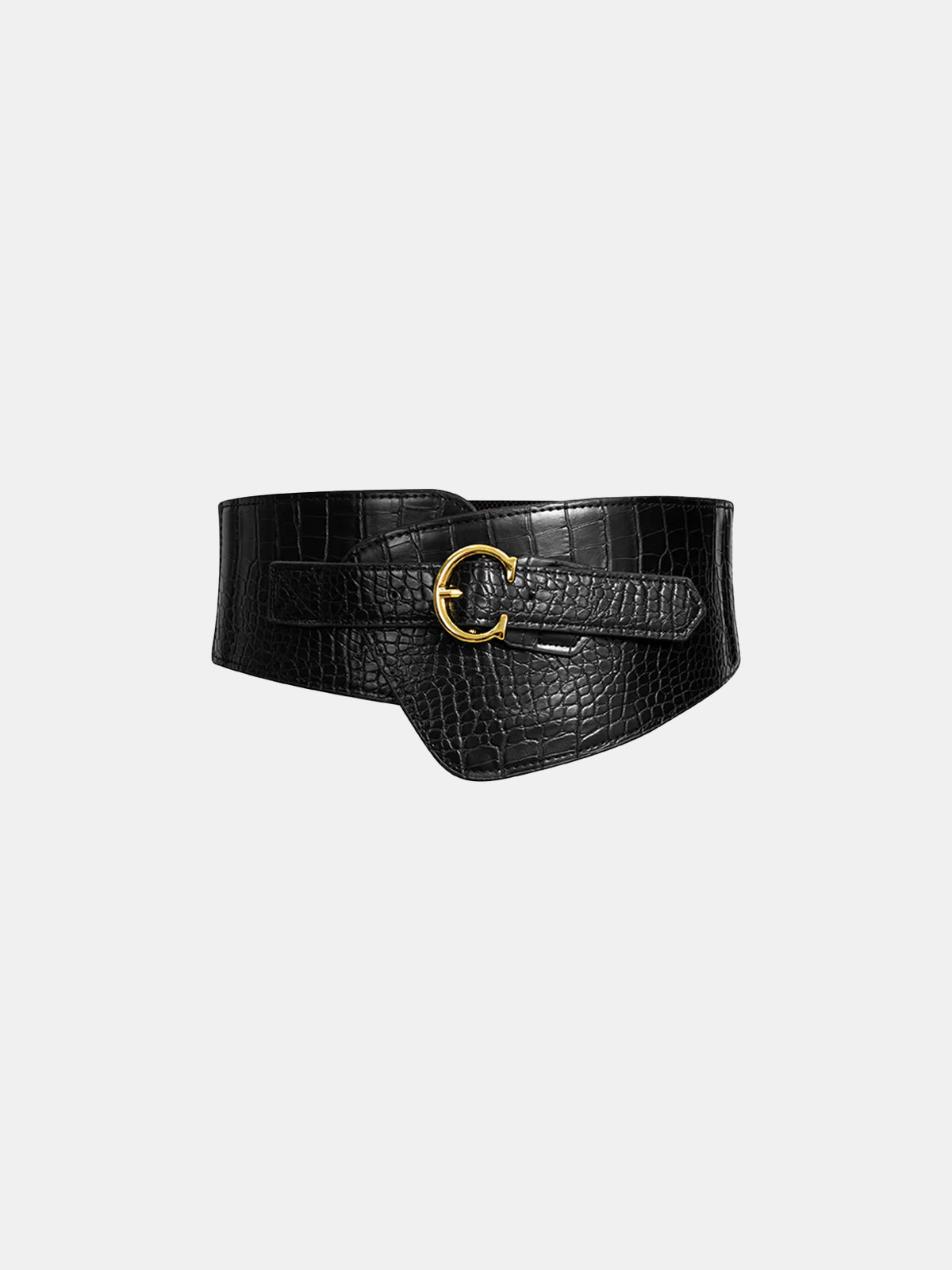 Crocodile Embossed Wide Belt-Chicvia
