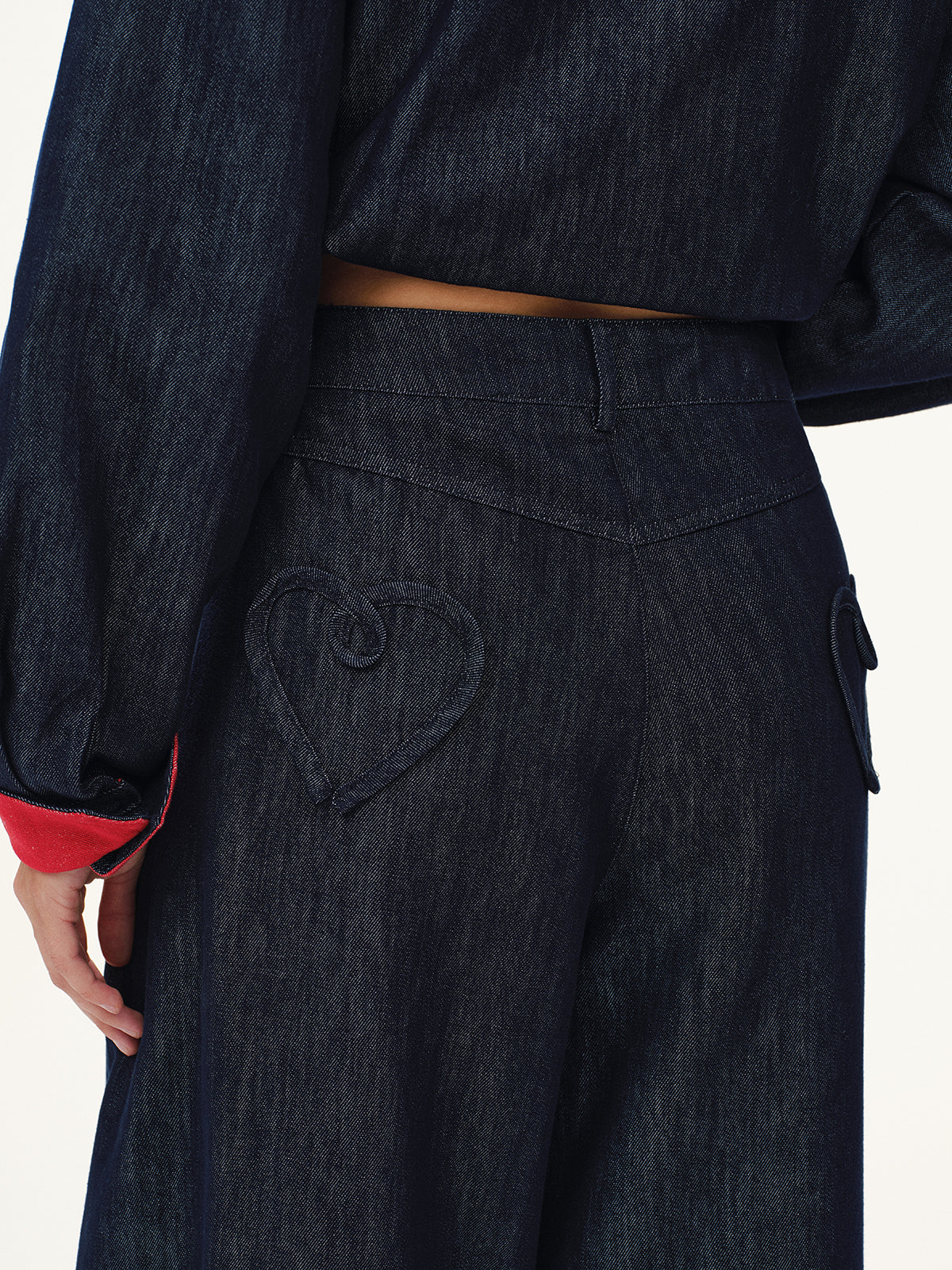 Heart-Back Denim Straight-Leg Jeans-Chicvia