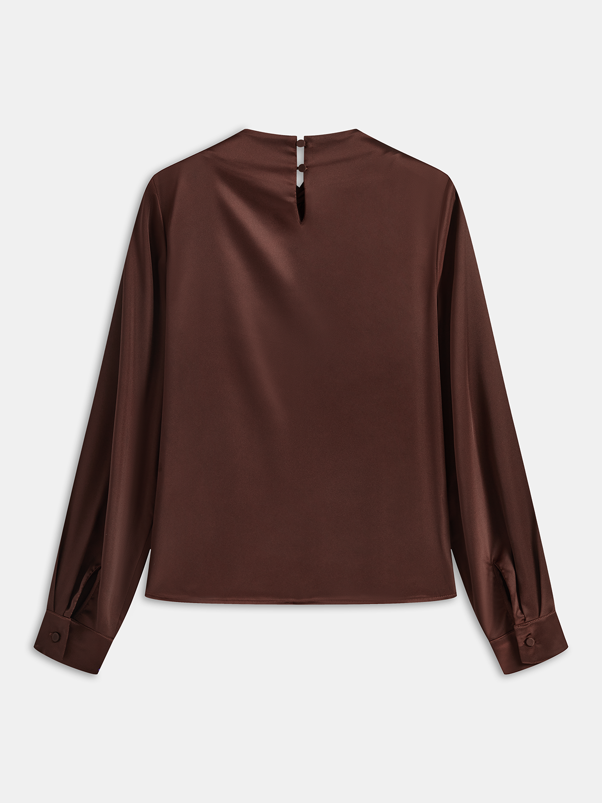 Cross Neck Long Sleeve Satin Blouse-Chicvia