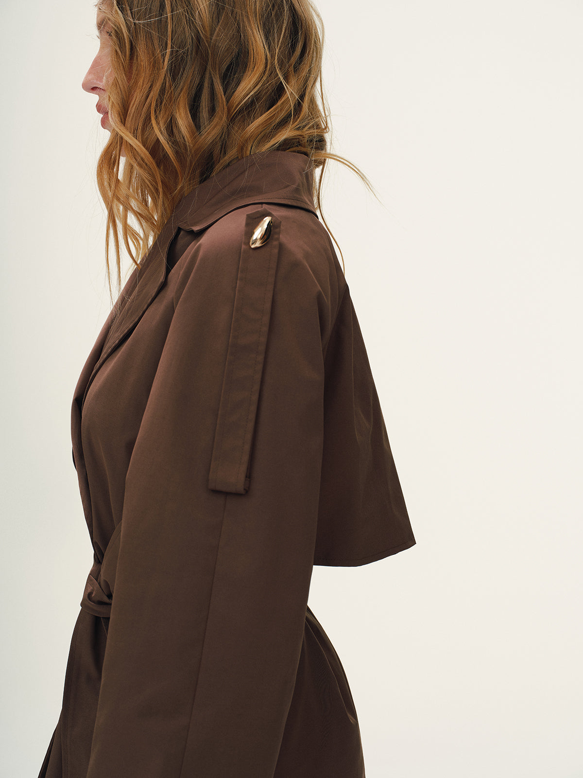 Belted Metal Button Trench Coat-Chicvia