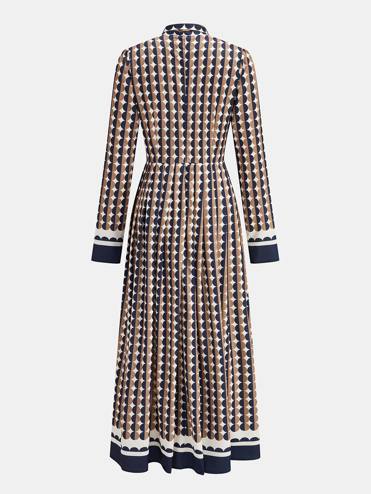 Polka Dot Tie-Neck Maxi Dress-Chicvia