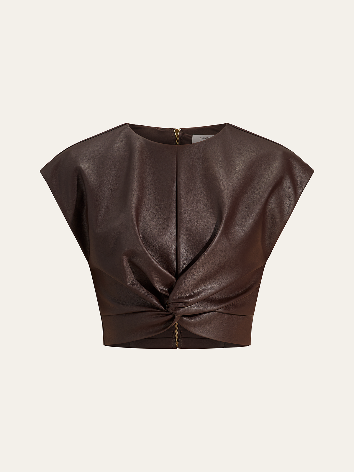 Faux Leather Knotted Top-Chicvia