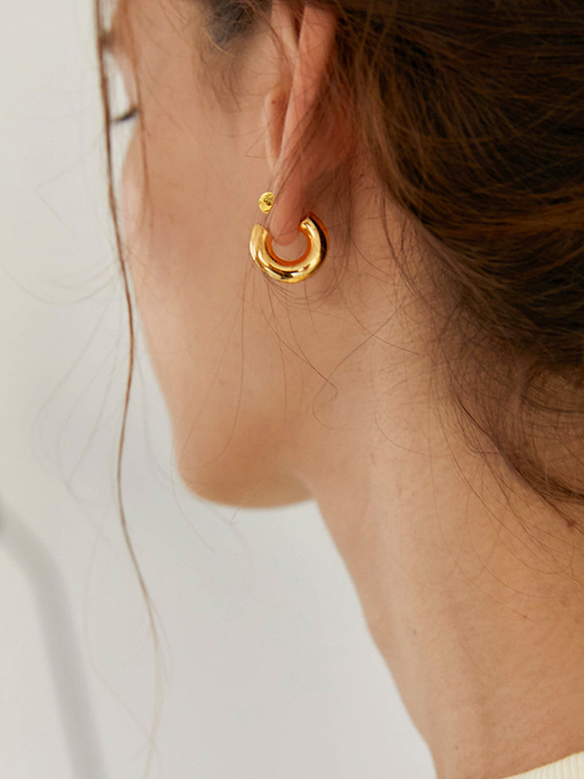 Golden Half-Hoop Earrings-Chicvia