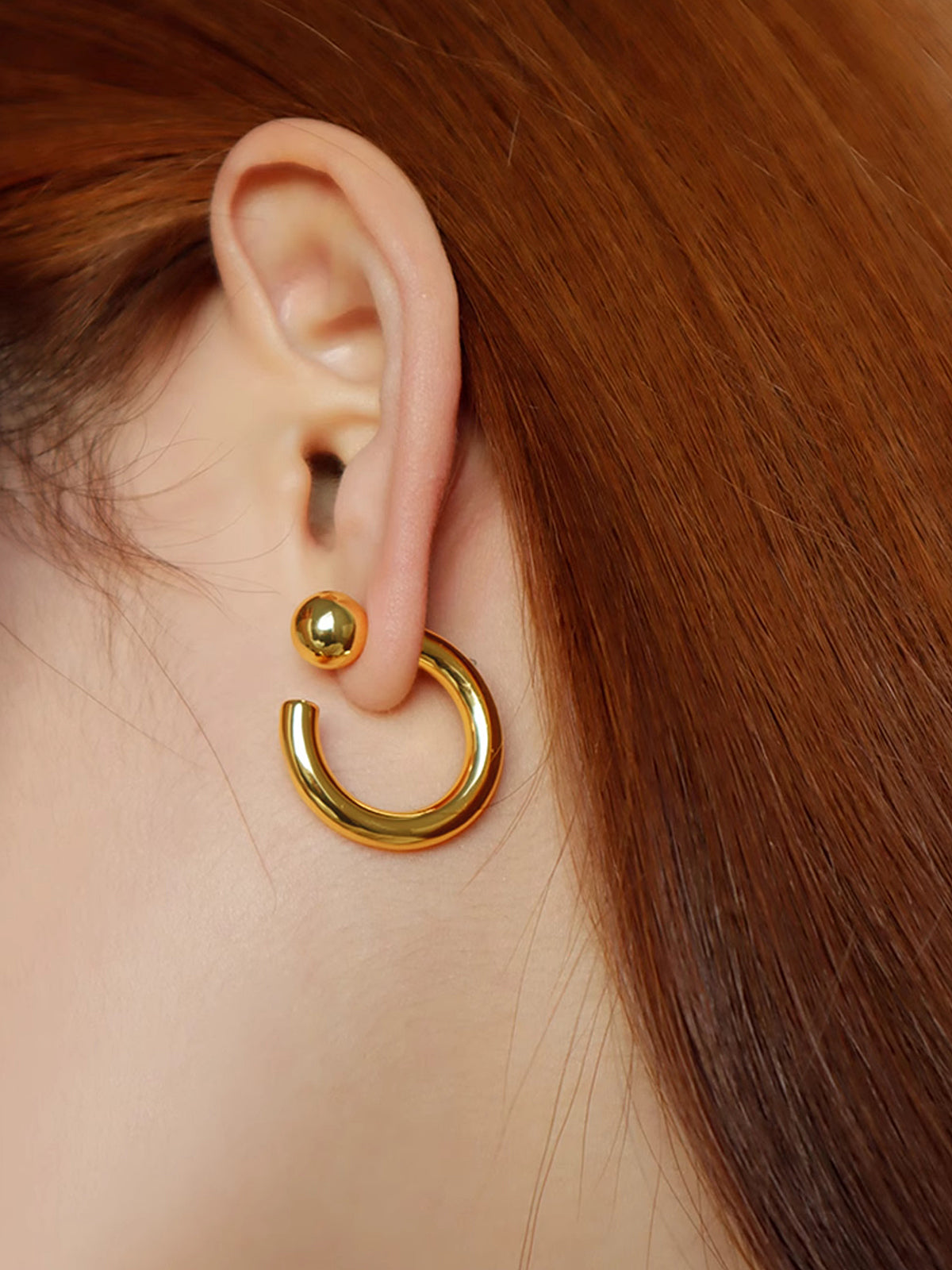Golden Half-Hoop Earrings-Chicvia