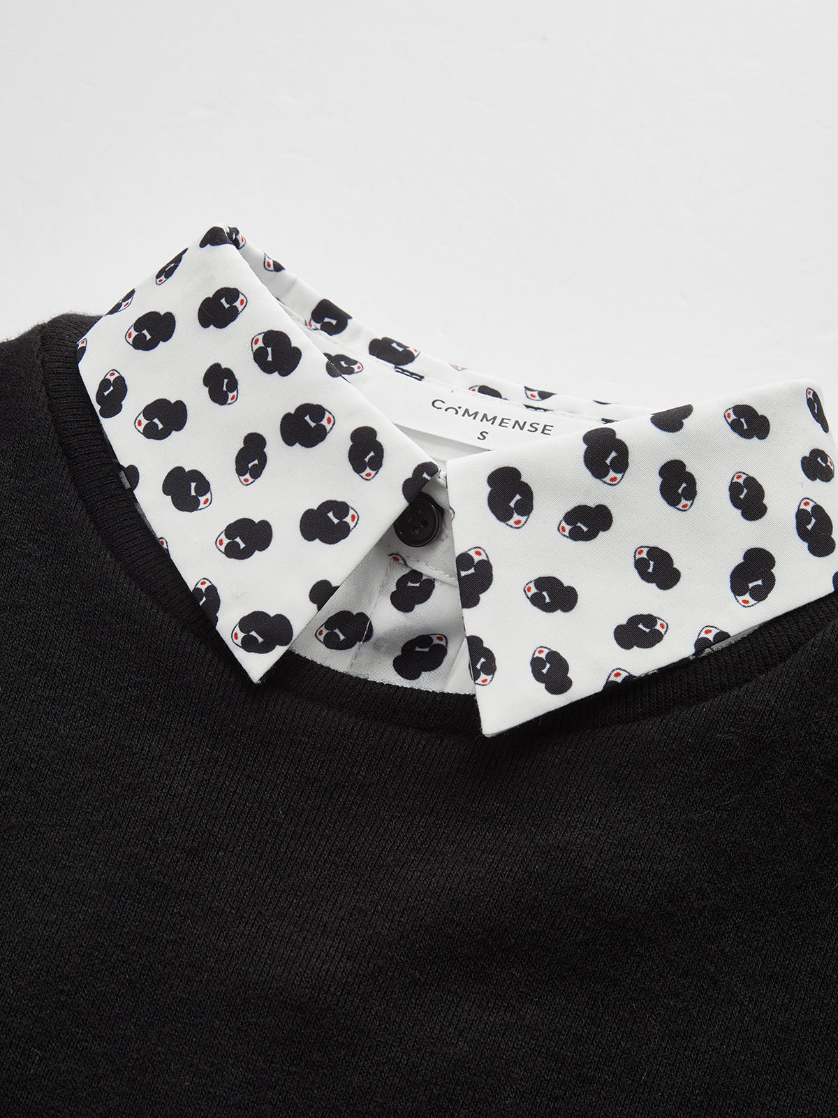 Detachable Printed Collar Knit Blouse-Chicvia