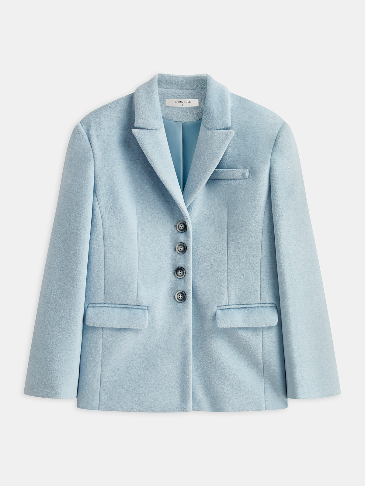 Lapel Button-Front Tweed Blazer-Chicvia