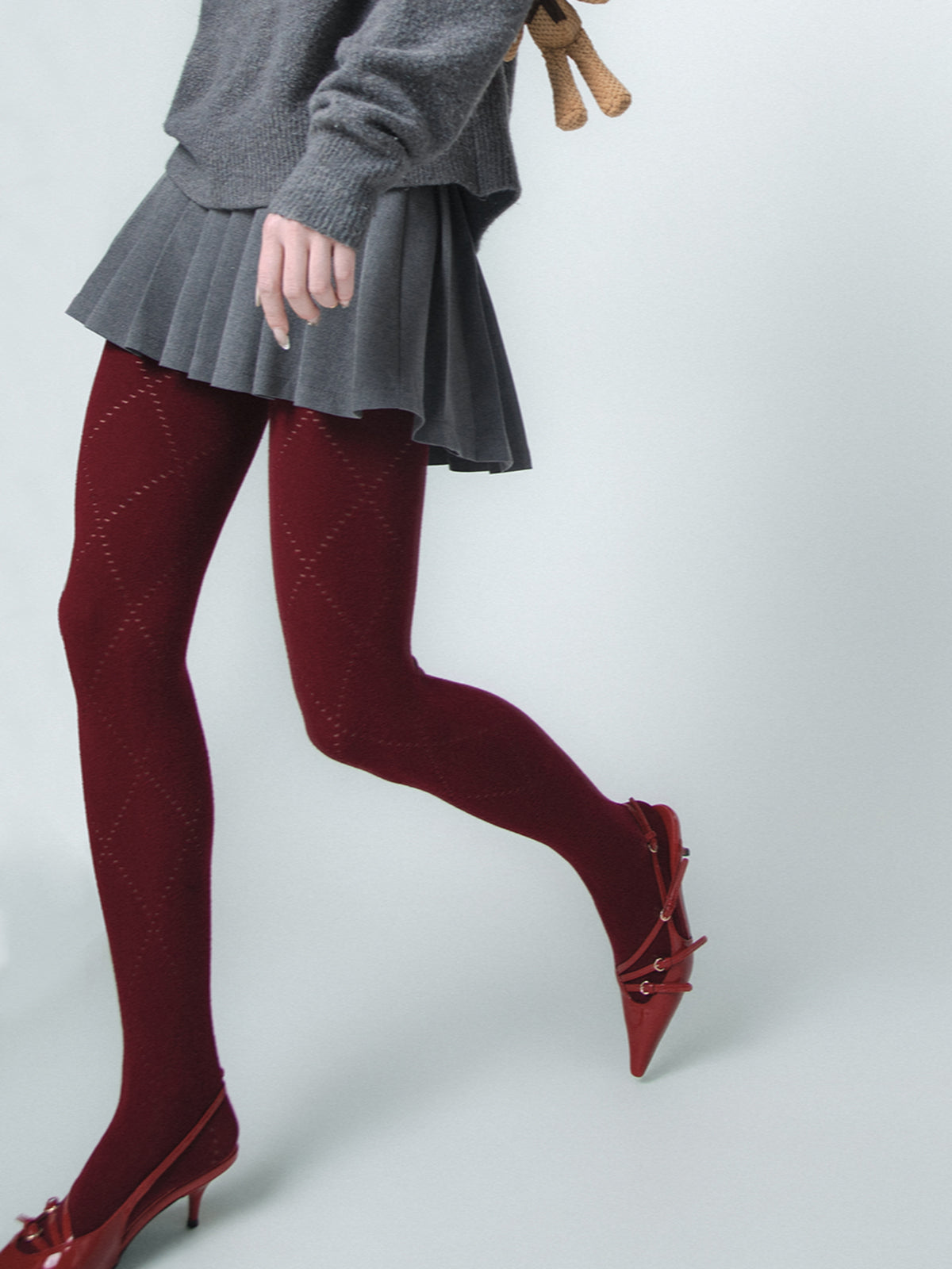 Diamond-Pattern Invisible Tights-Chicvia