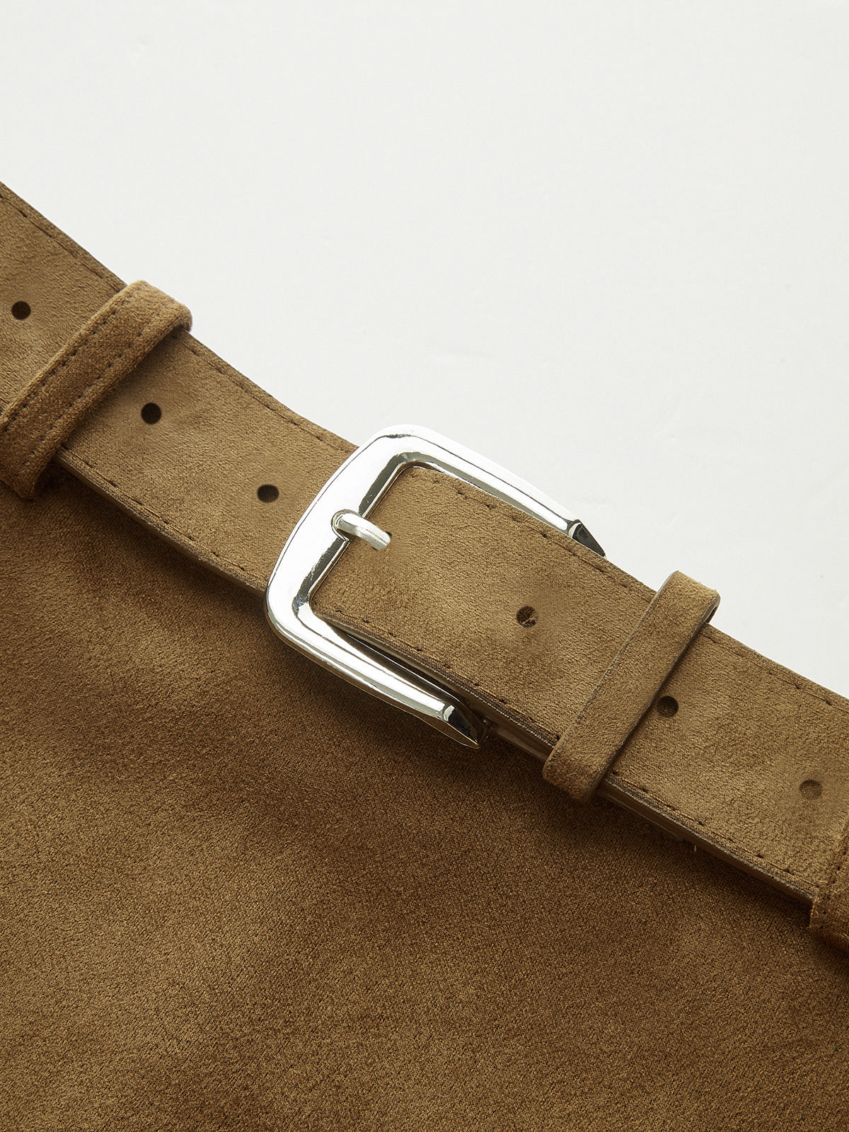 Belted Suede Effect Mini Skirt-Chicvia