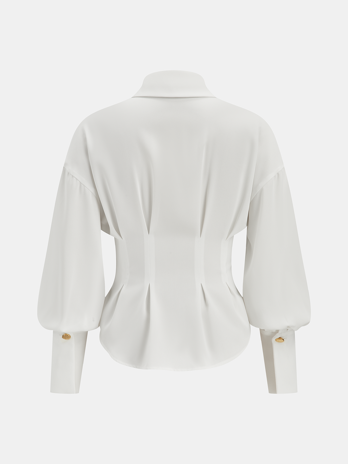 Pleated Cinched Waist Metal Button Blouse-Chicvia