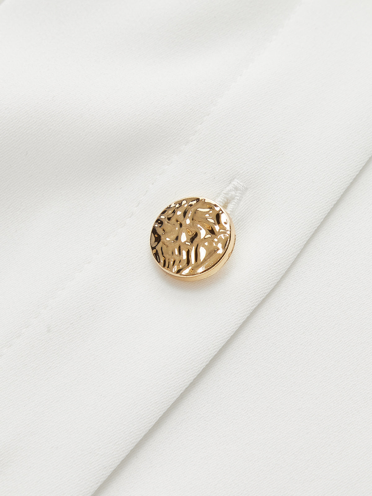 Pleated Cinched Waist Metal Button Blouse-Chicvia