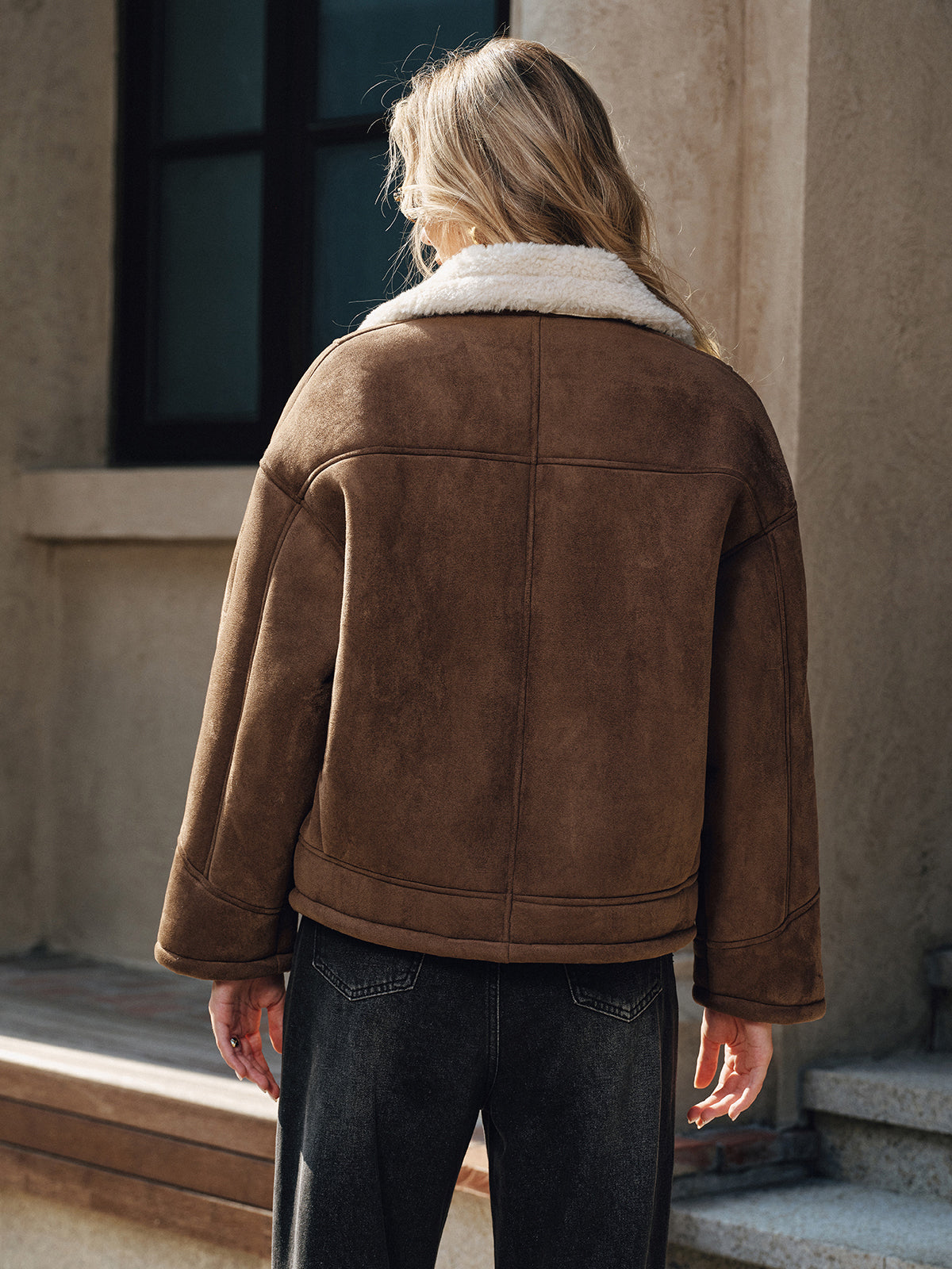 Fleece Lined Lapel Coat-Chicvia