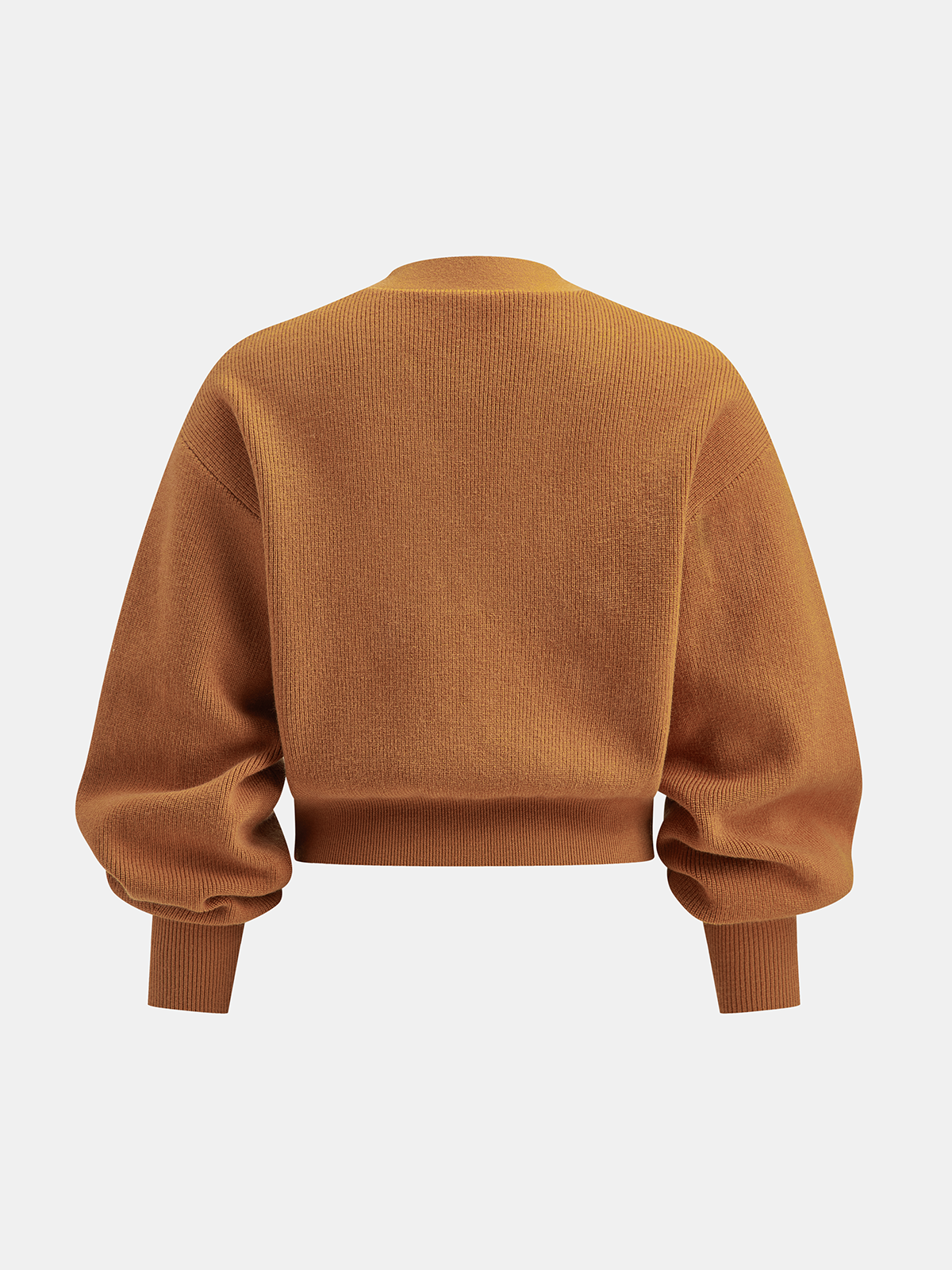 Cropped V-Neck Puff Sleeve Cardigan-Chicvia