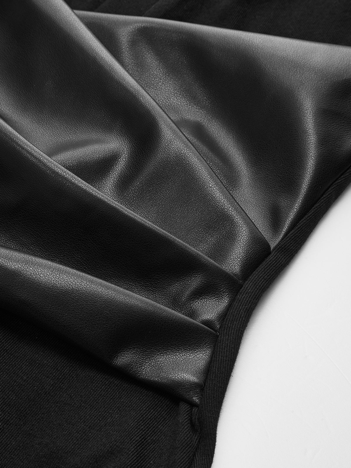 Faux Leather Wrap Waist V-Neck Bodysuit-Chicvia