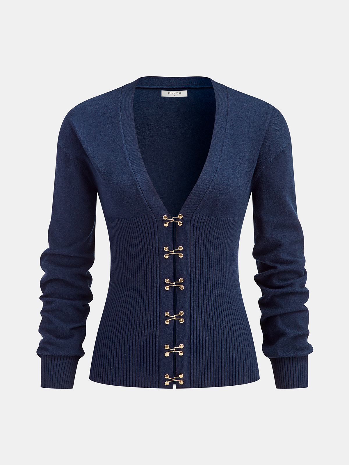 Hook-and-Eye Deep V-Neck Cardigan-Chicvia