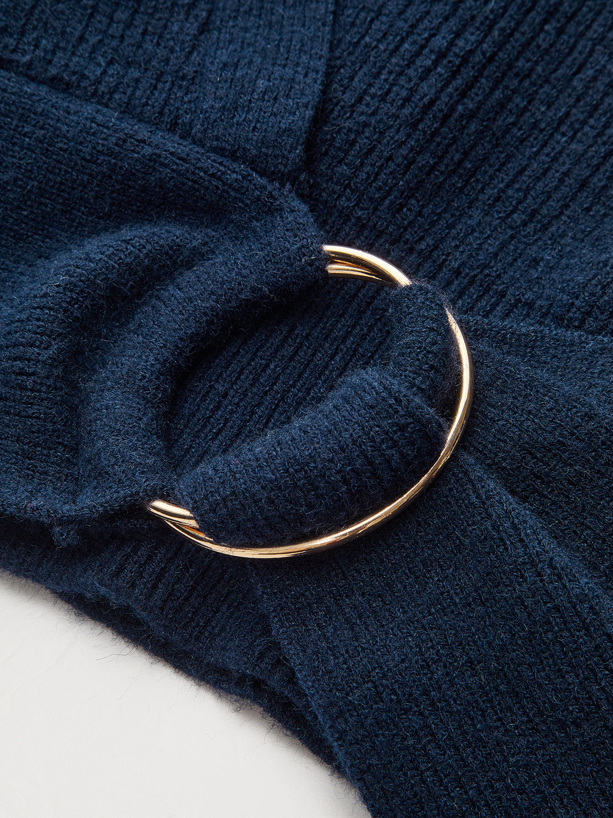 Metal Ring Knit Wrap Cardigan-Chicvia