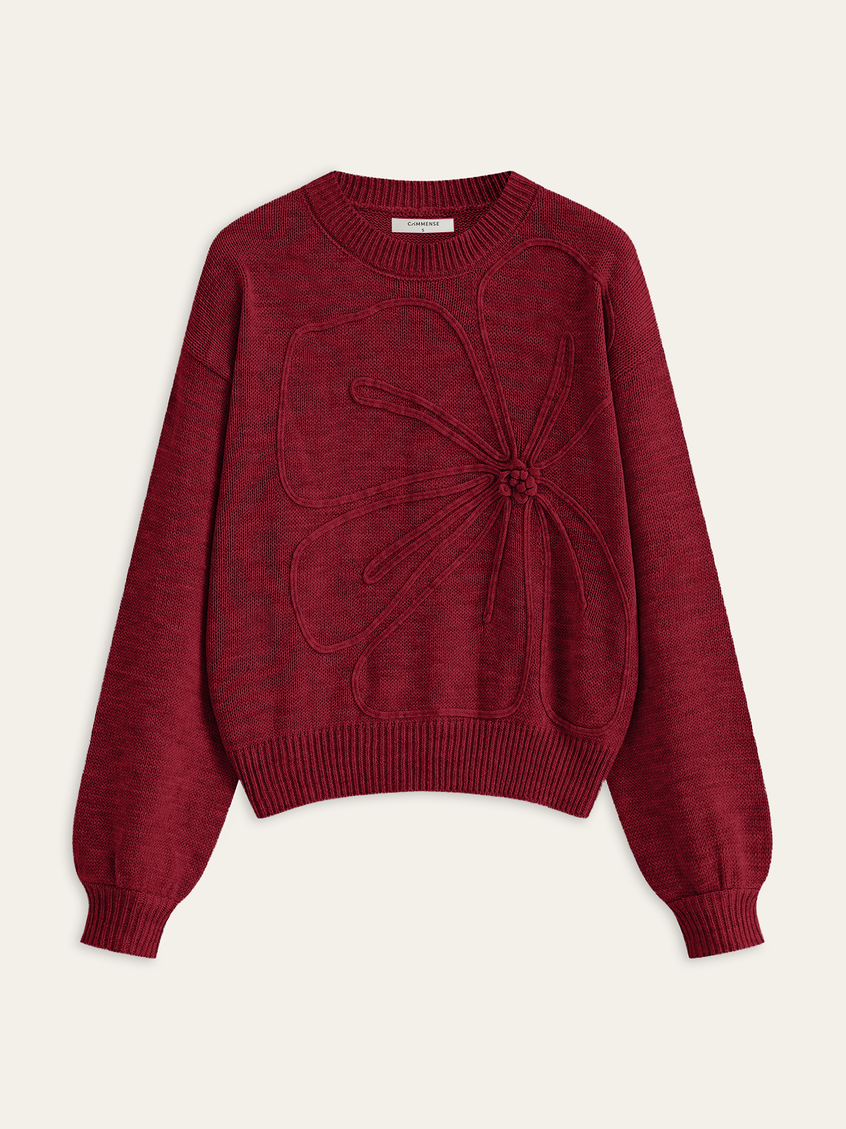 Flower Applique Sweater-Chicvia