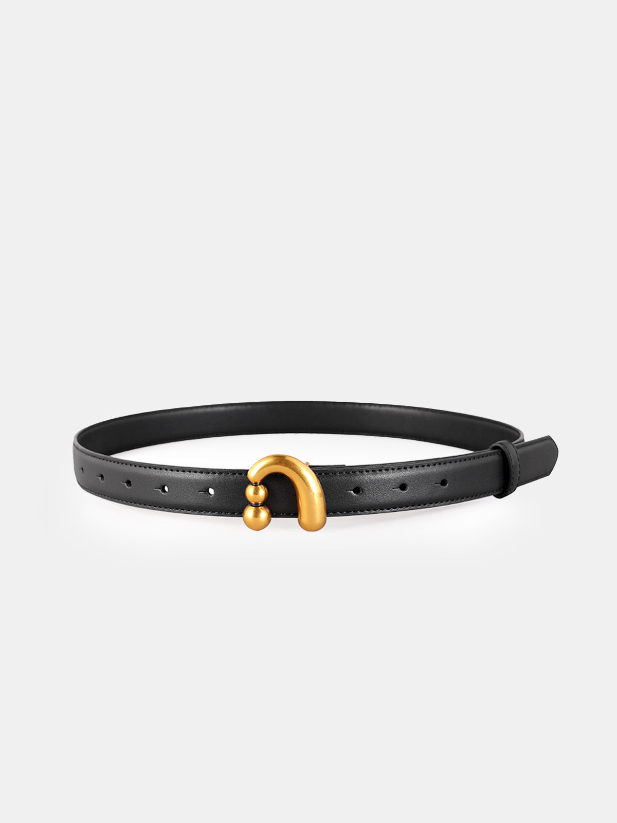 Golden Abstract Buckle Leather Belt-Chicvia