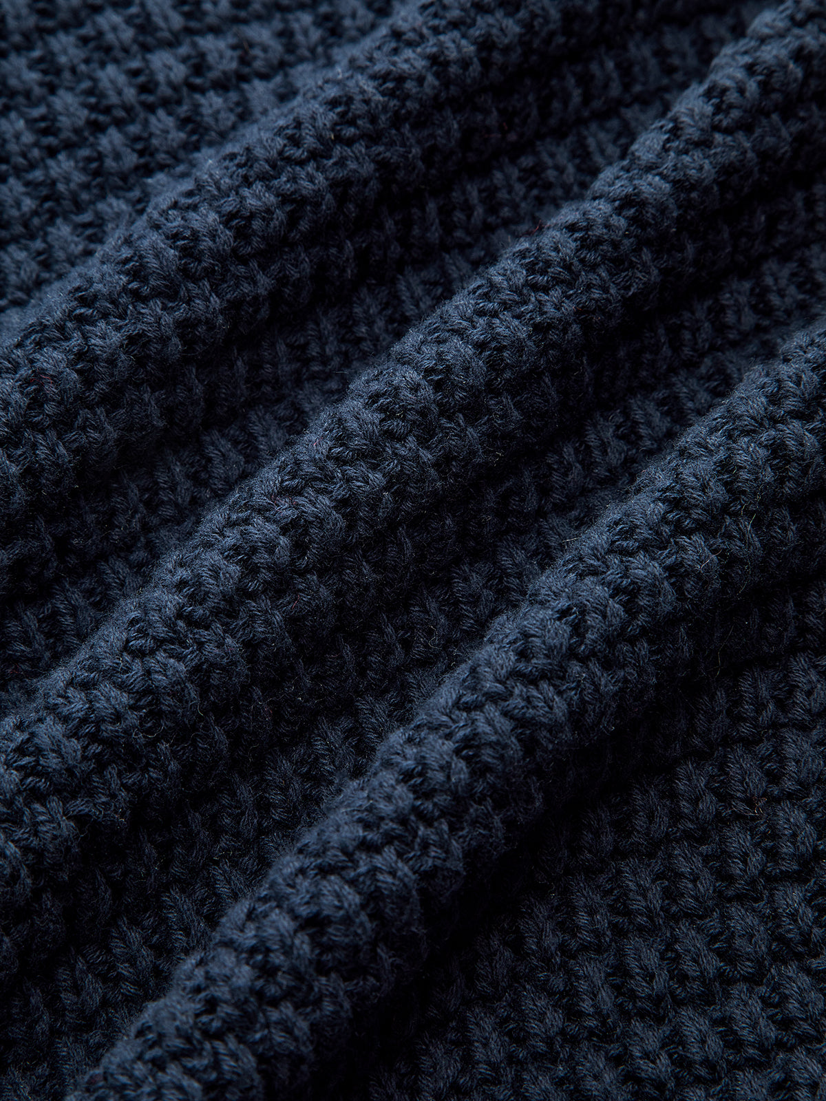 Denim Panel Polo Collar Cable Knit Sweater-Chicvia