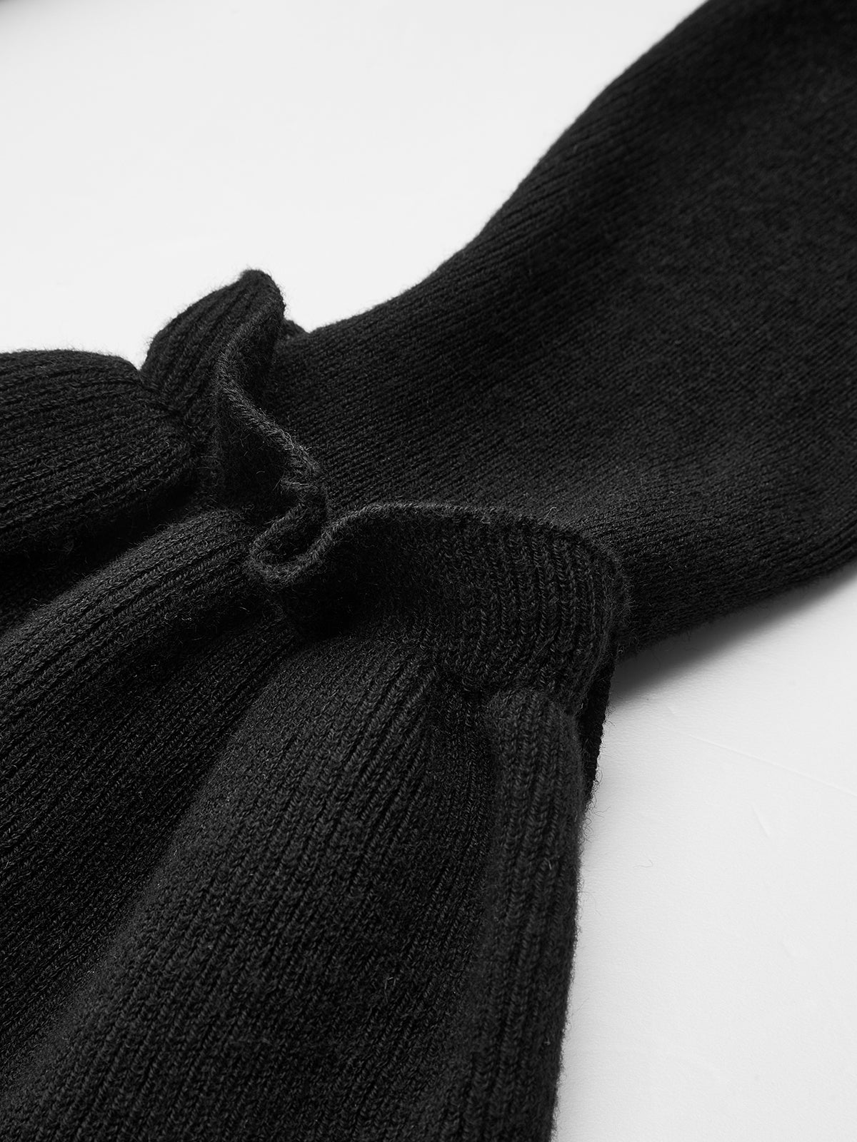 Mandarin Collar Bell Sleeve Metal Detail Knit Dress-Chicvia