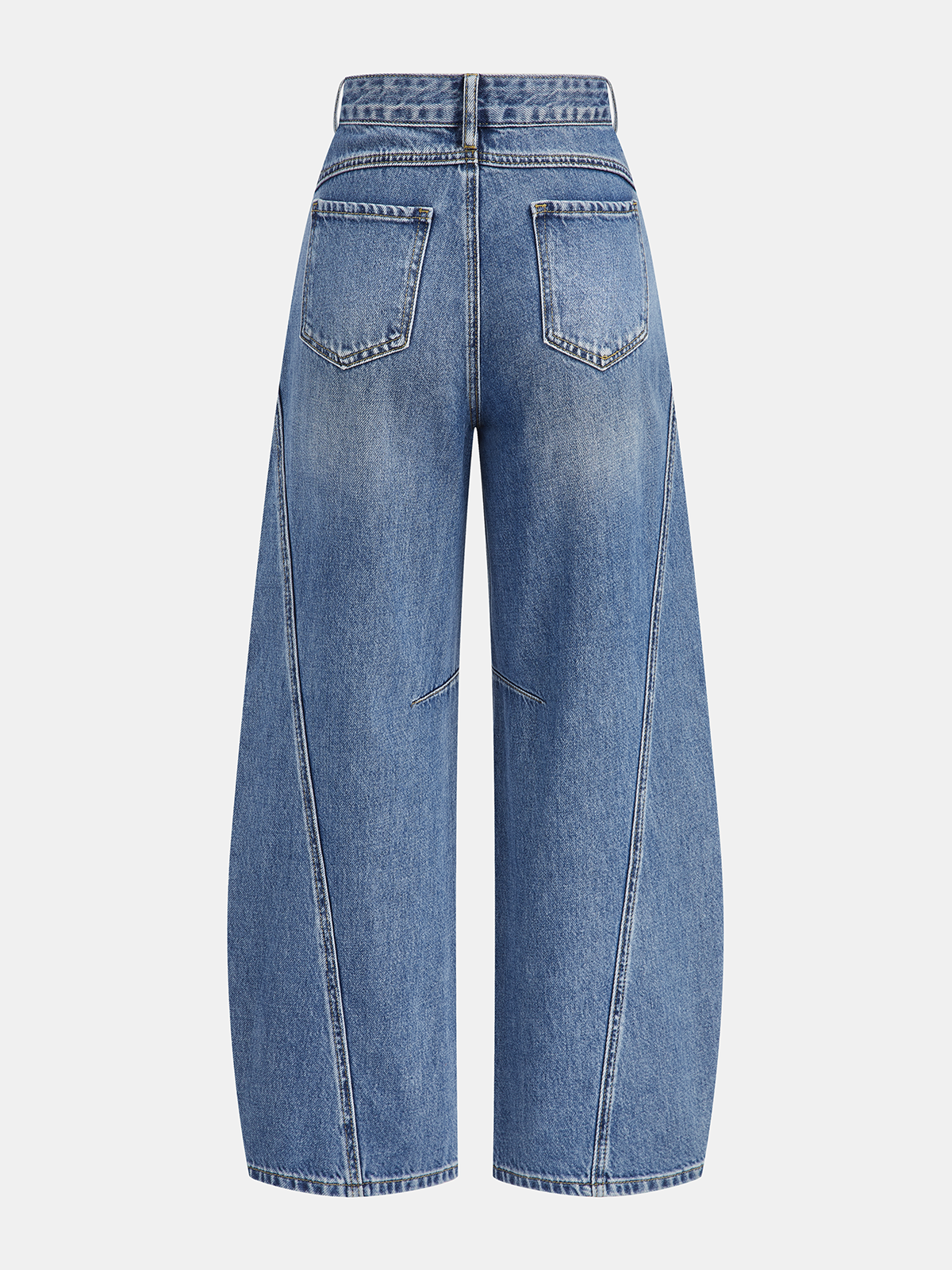 Denim Curved-Leg Jeans-Chicvia