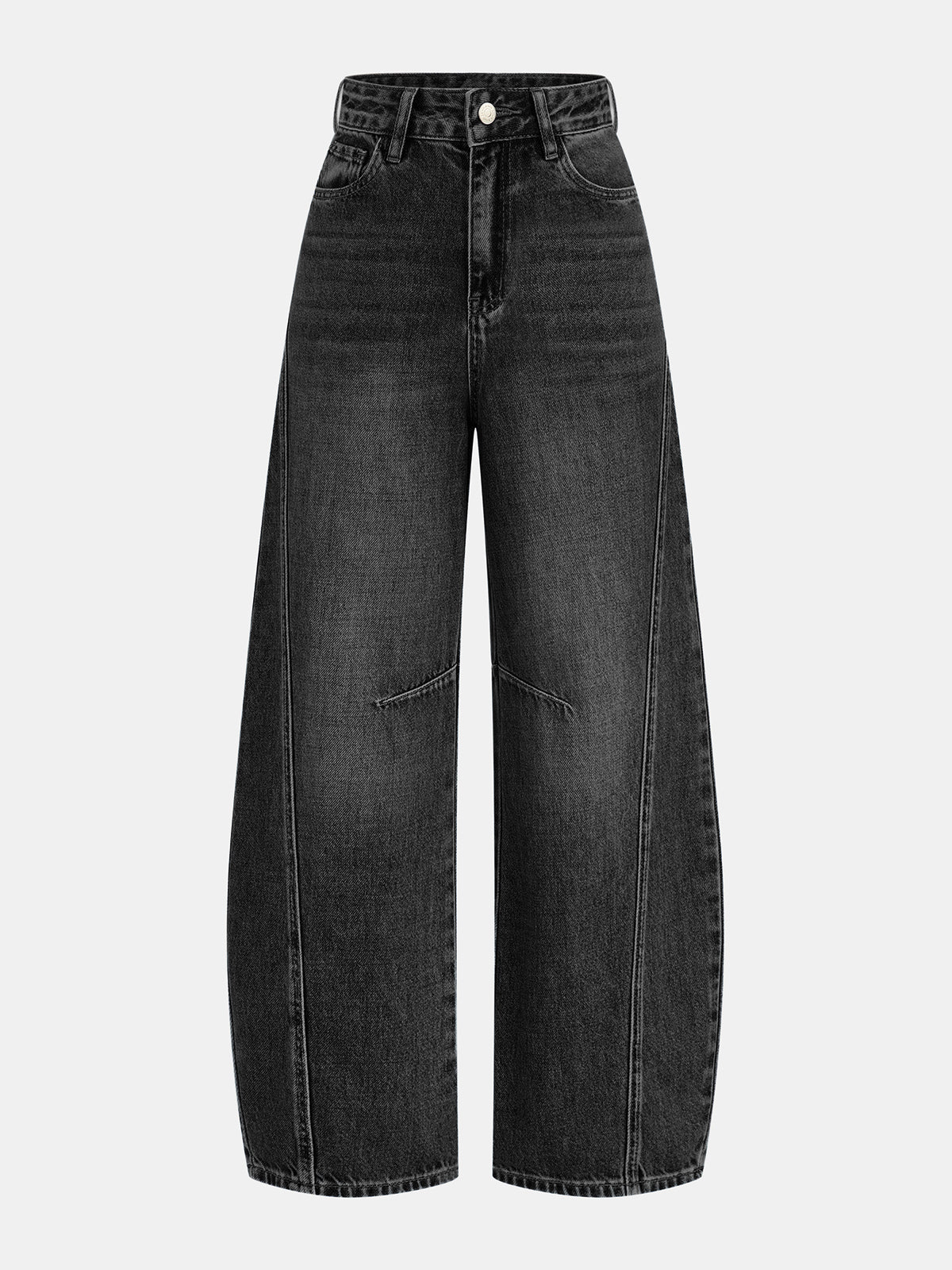 Denim Curved-Leg Jeans-Chicvia
