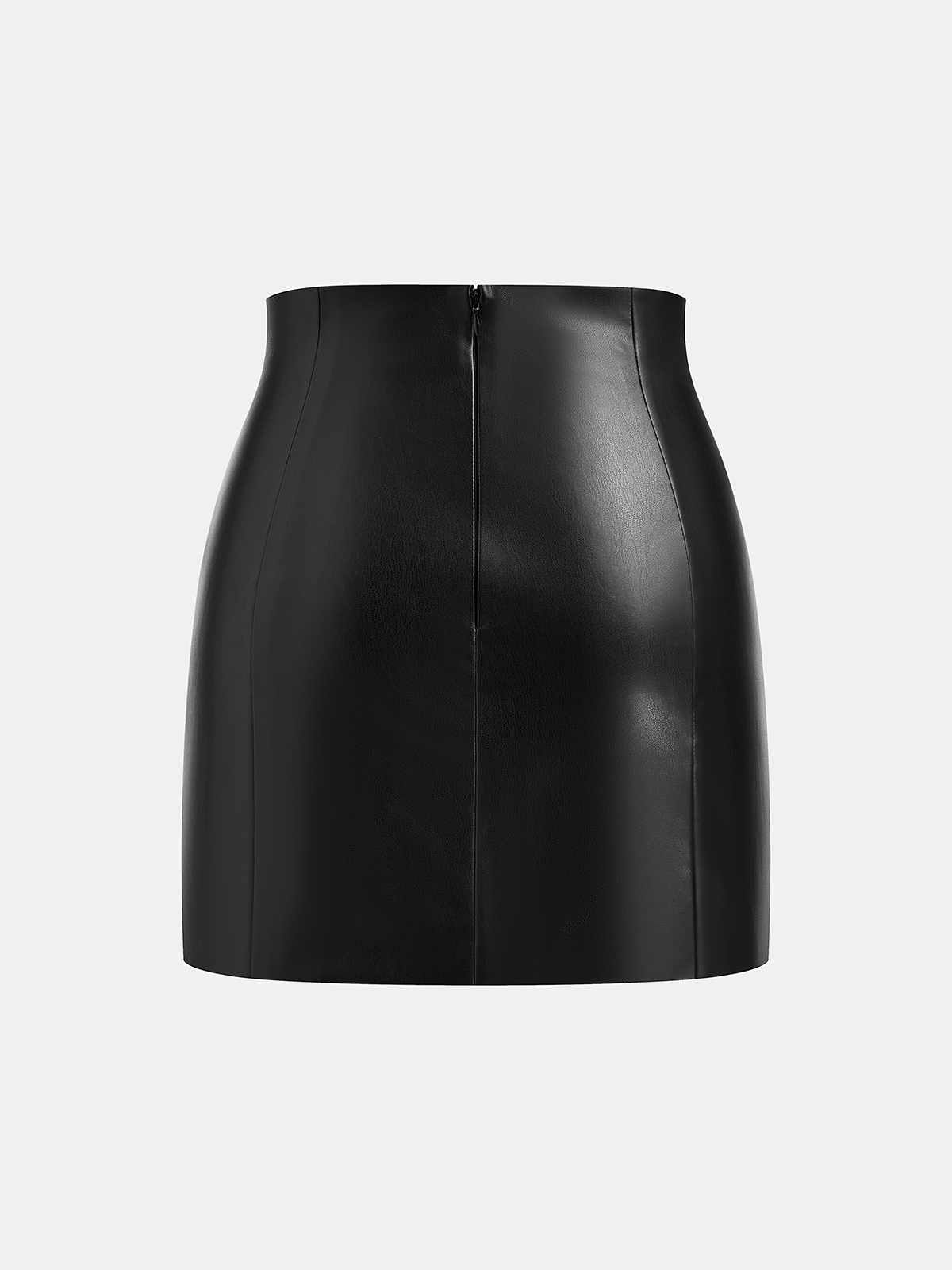 Metal Detail Faux Leather Mini Skirt-Chicvia