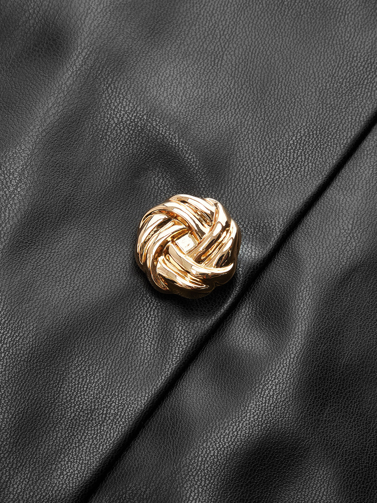 Metal Detail Faux Leather Mini Skirt-Chicvia