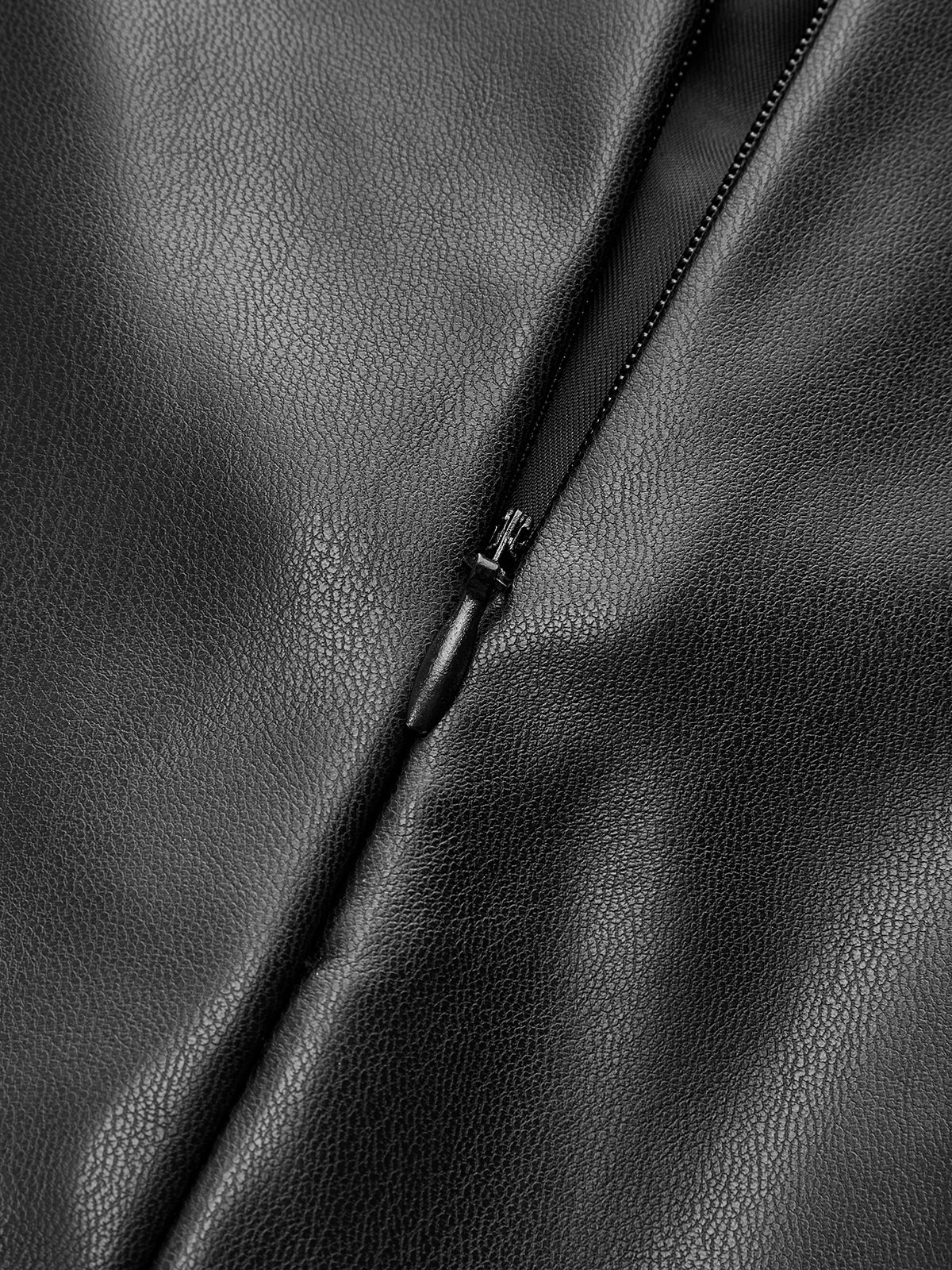 Metal Detail Faux Leather Mini Skirt-Chicvia