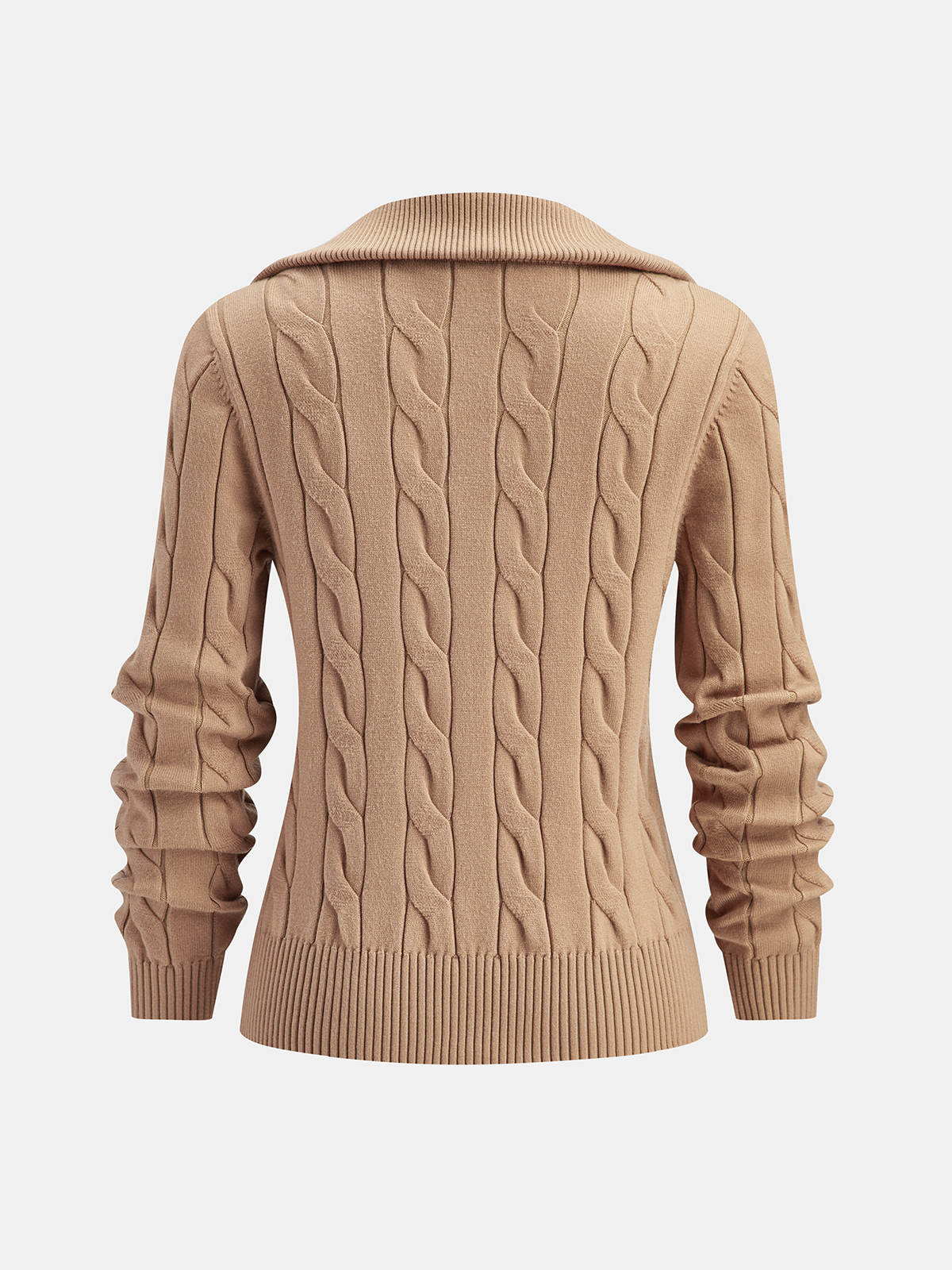 Cable Knit Zip-Up Cardigan-Chicvia