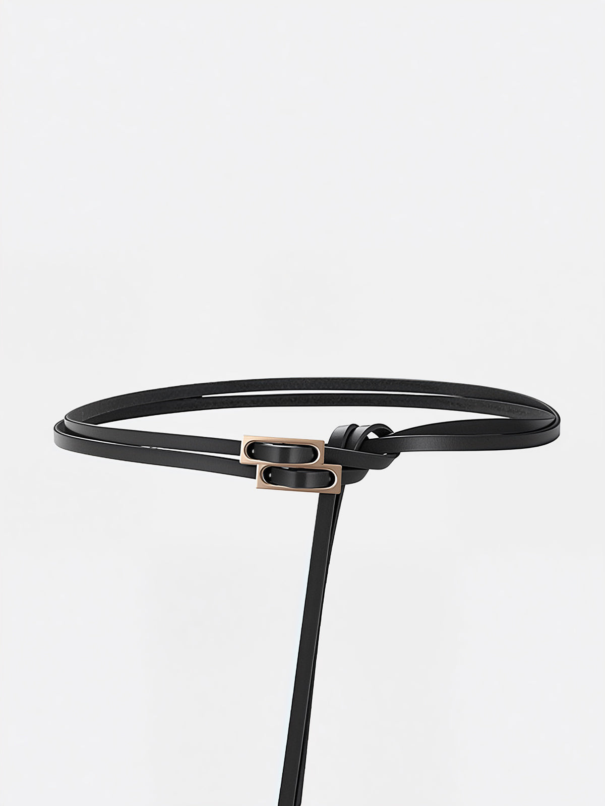 Double-Loop Buckle Leather Thin Belt-Chicvia