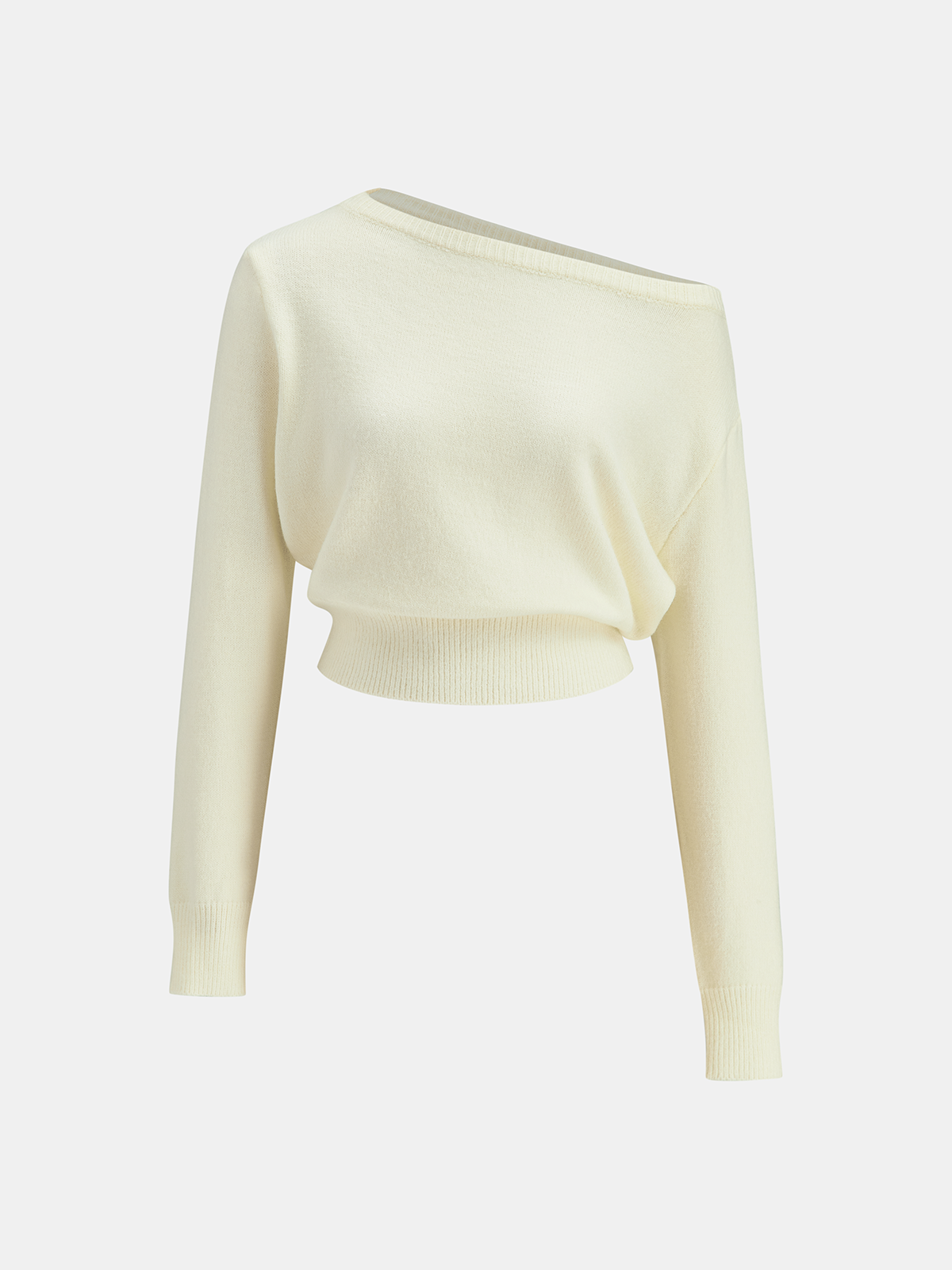 Off-Shoulder Knit Sweater-Chicvia