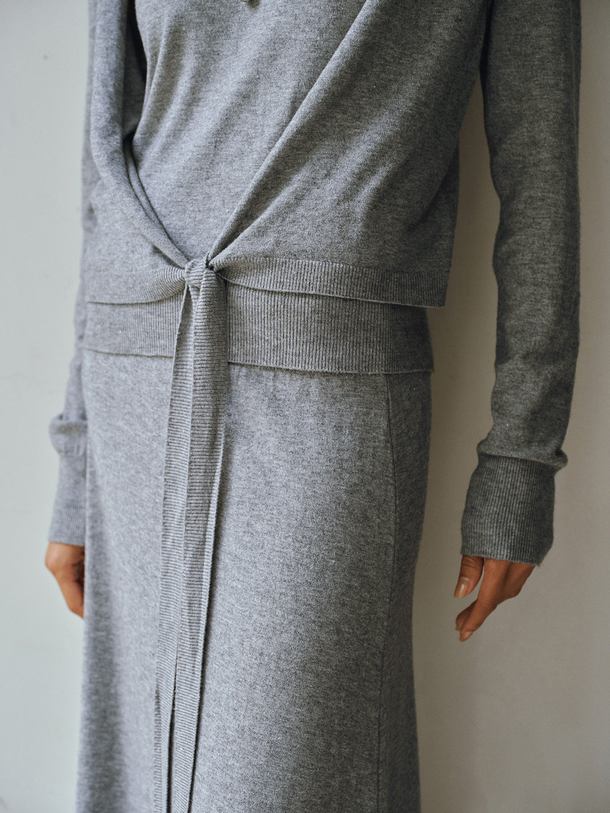 Knit Cut-Out Tie Waist Top and Skirt Set-Chicvia