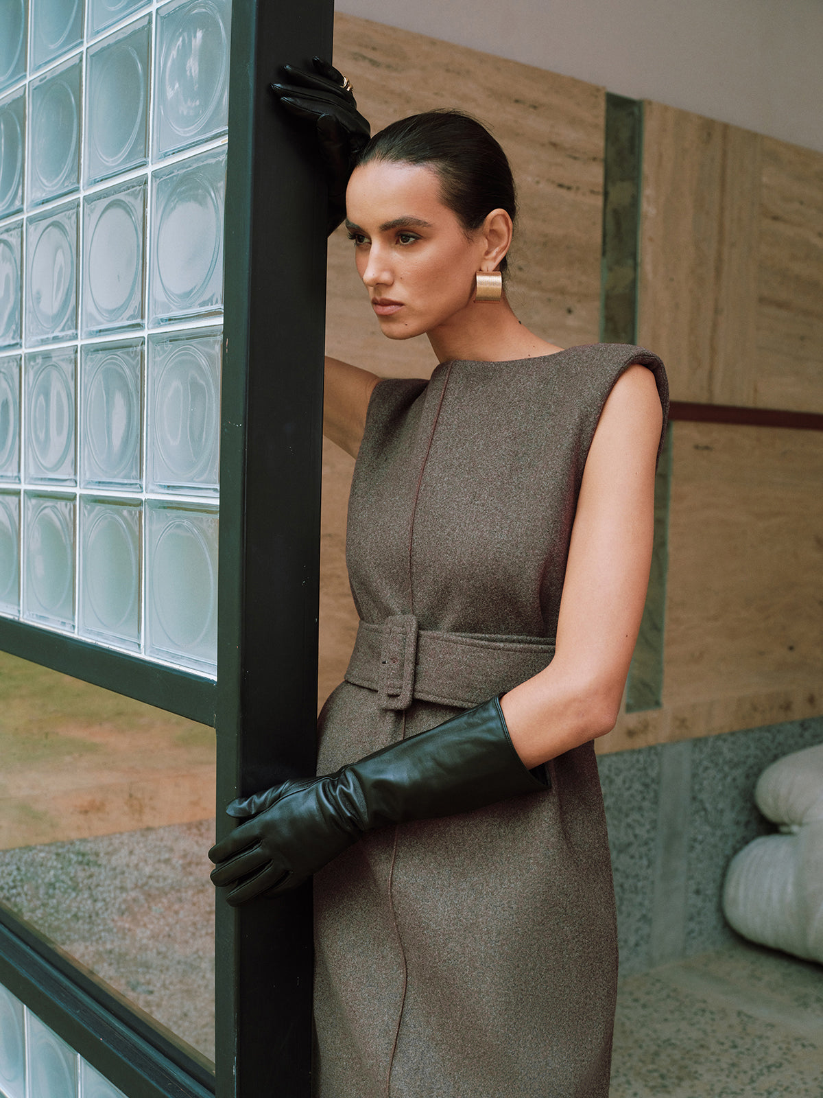 Belted Sleeveless Midi Dress-Chicvia