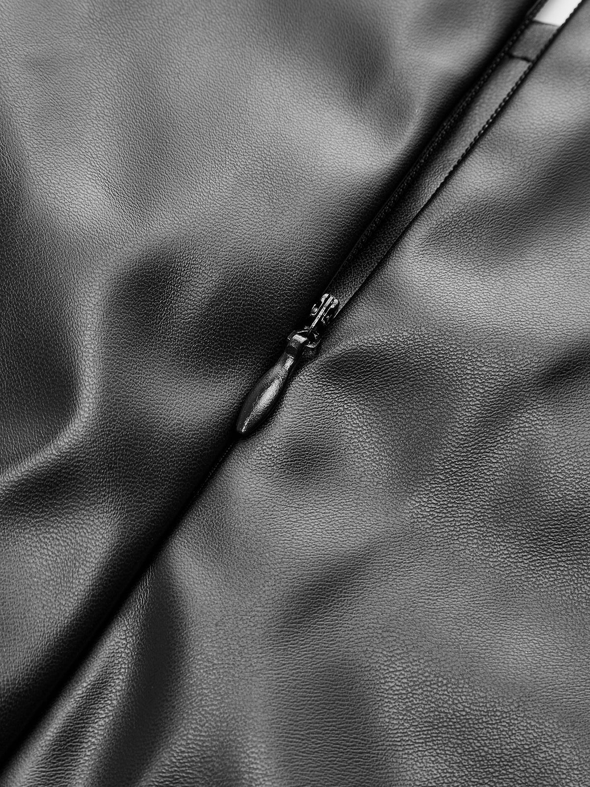 Faux Leather Ruched Mini Skirt-Chicvia