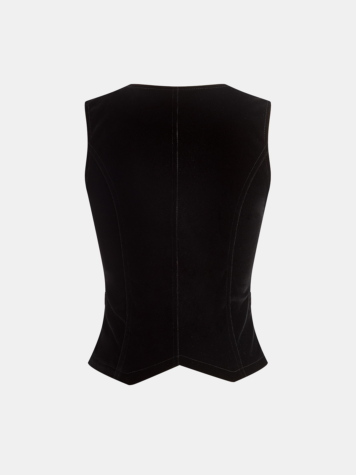 Button-Front Velvet Fitted Vest-Chicvia