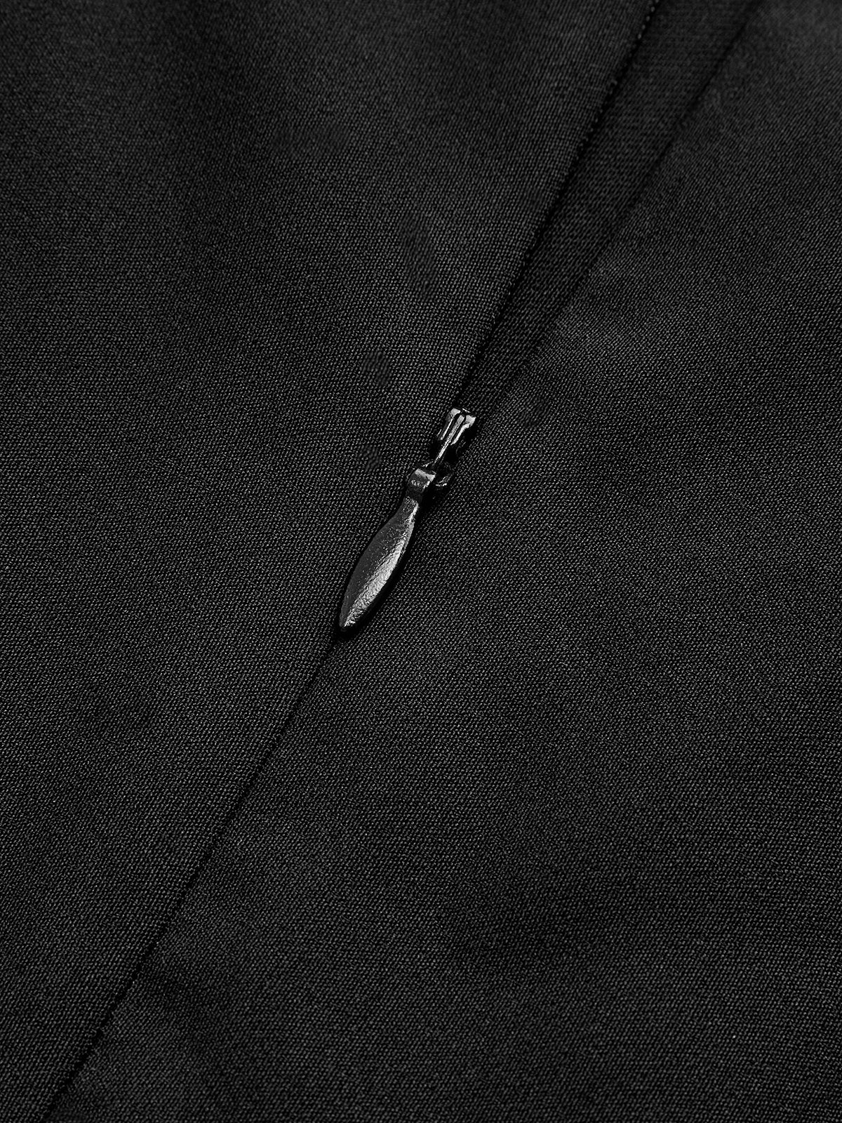 Mandarin Collar Bow Detail Mini Dress-Chicvia