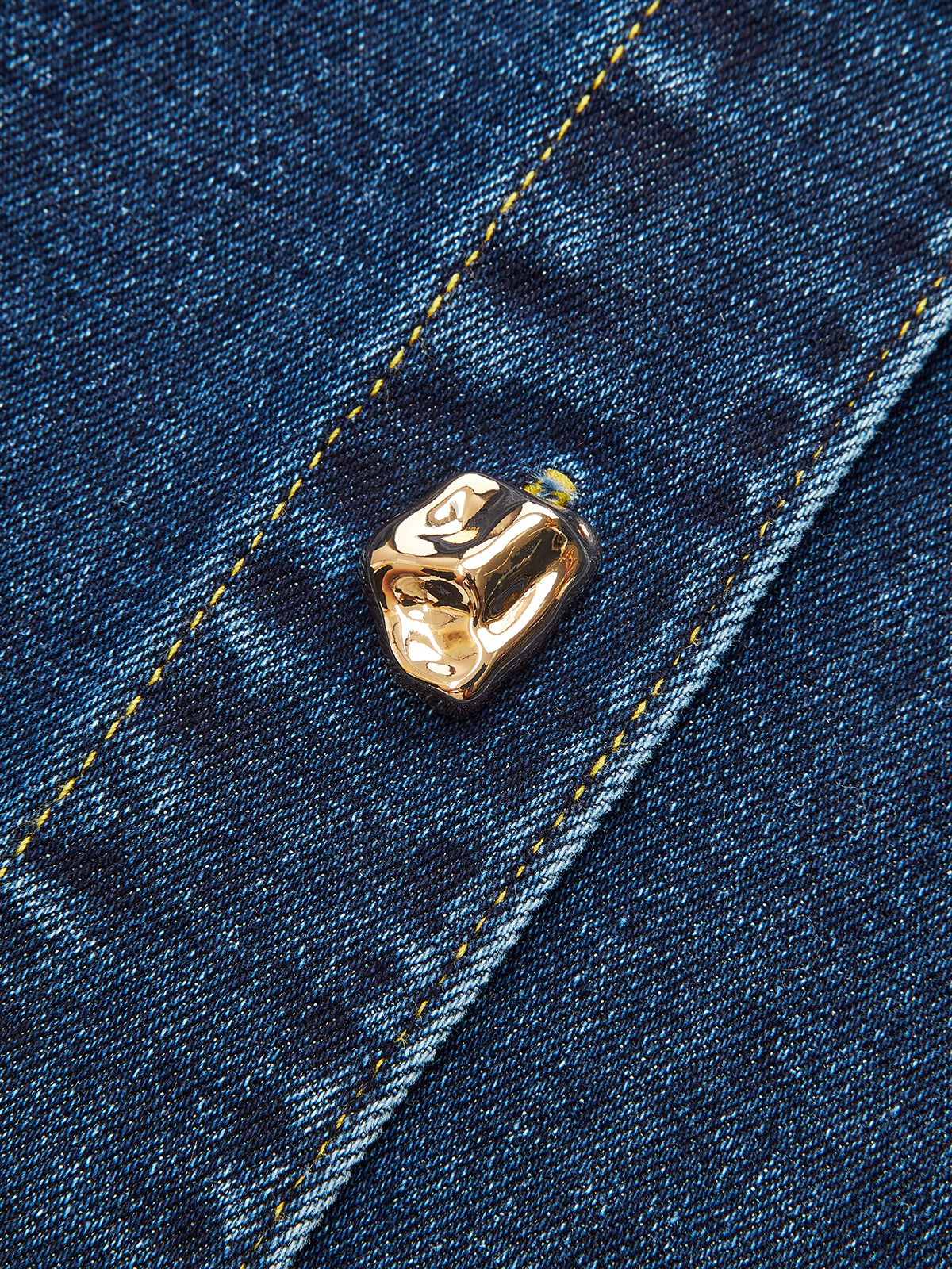 Metal Button-Front Denim Shirt Dress-Chicvia