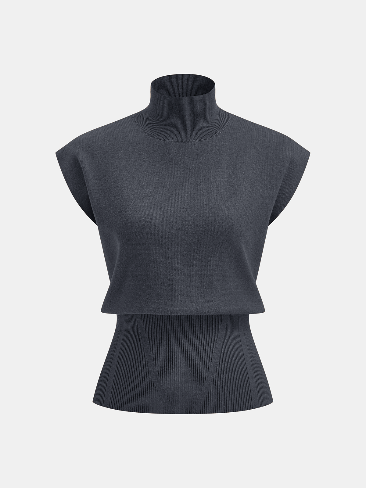 Knitted Cinched Top with Emphasised Shoulders-Chicvia