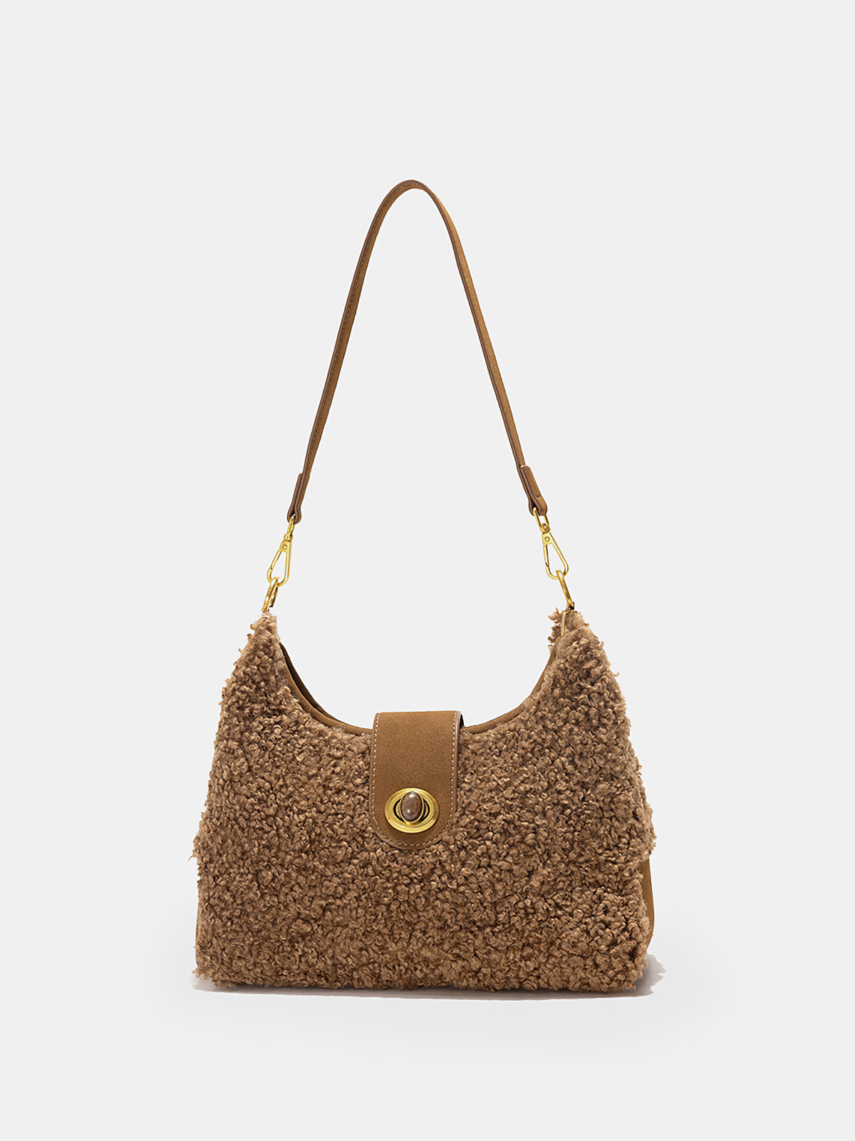 Faux Shearling Hobo Bag-Chicvia