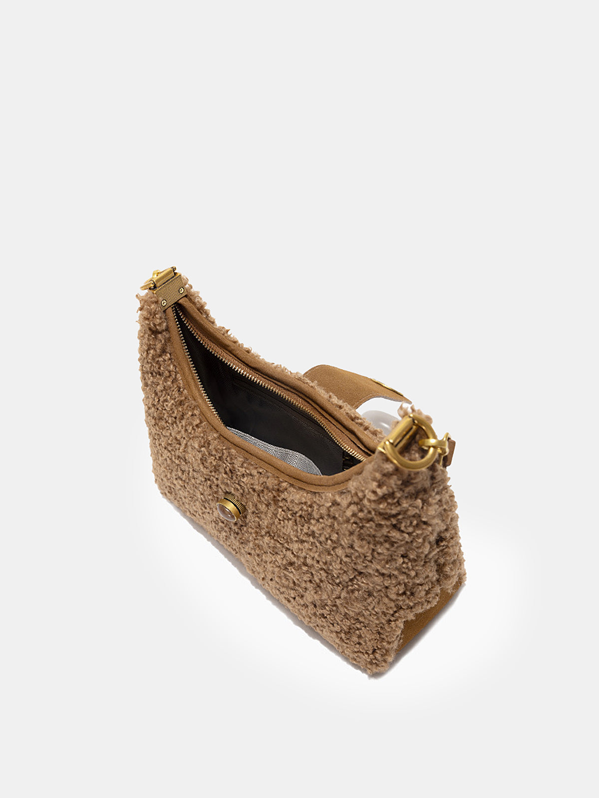 Faux Shearling Hobo Bag-Chicvia