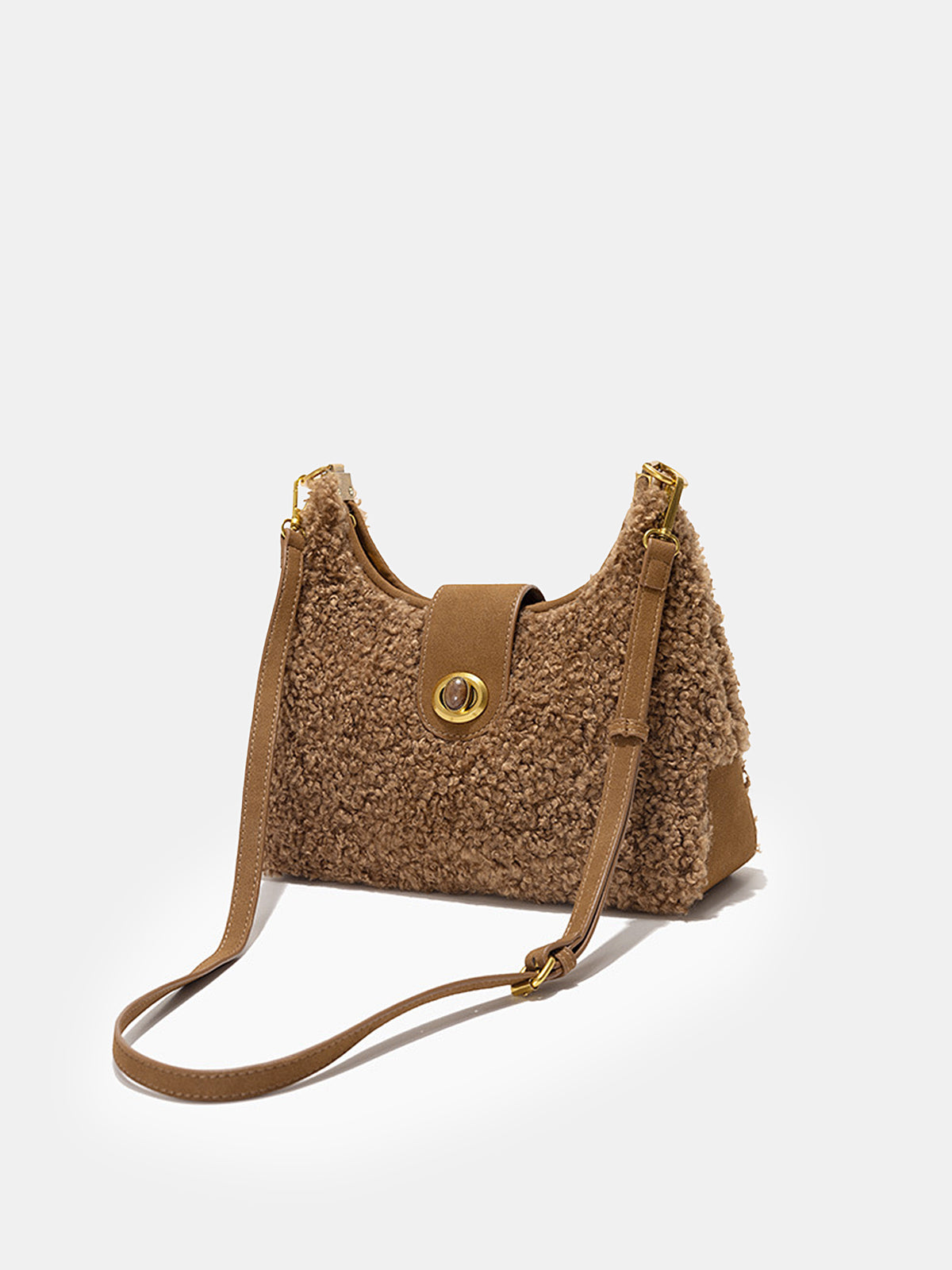 Faux Shearling Hobo Bag-Chicvia