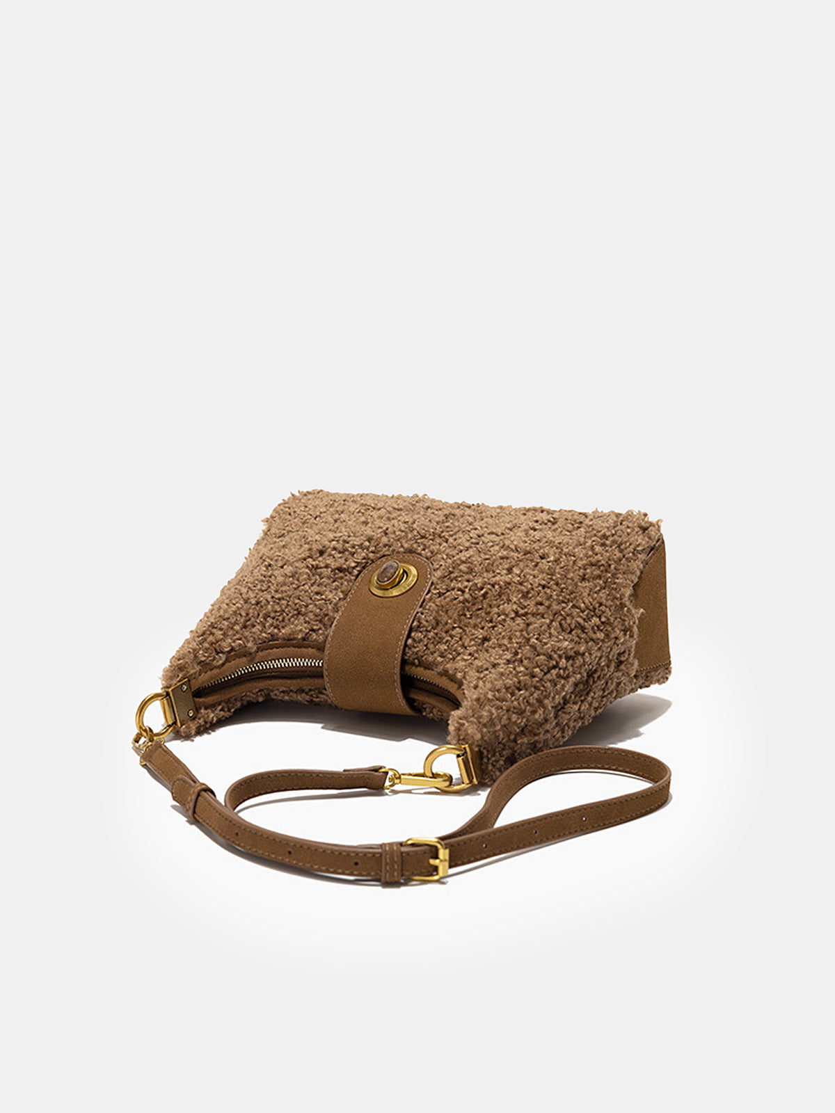 Faux Shearling Hobo Bag-Chicvia