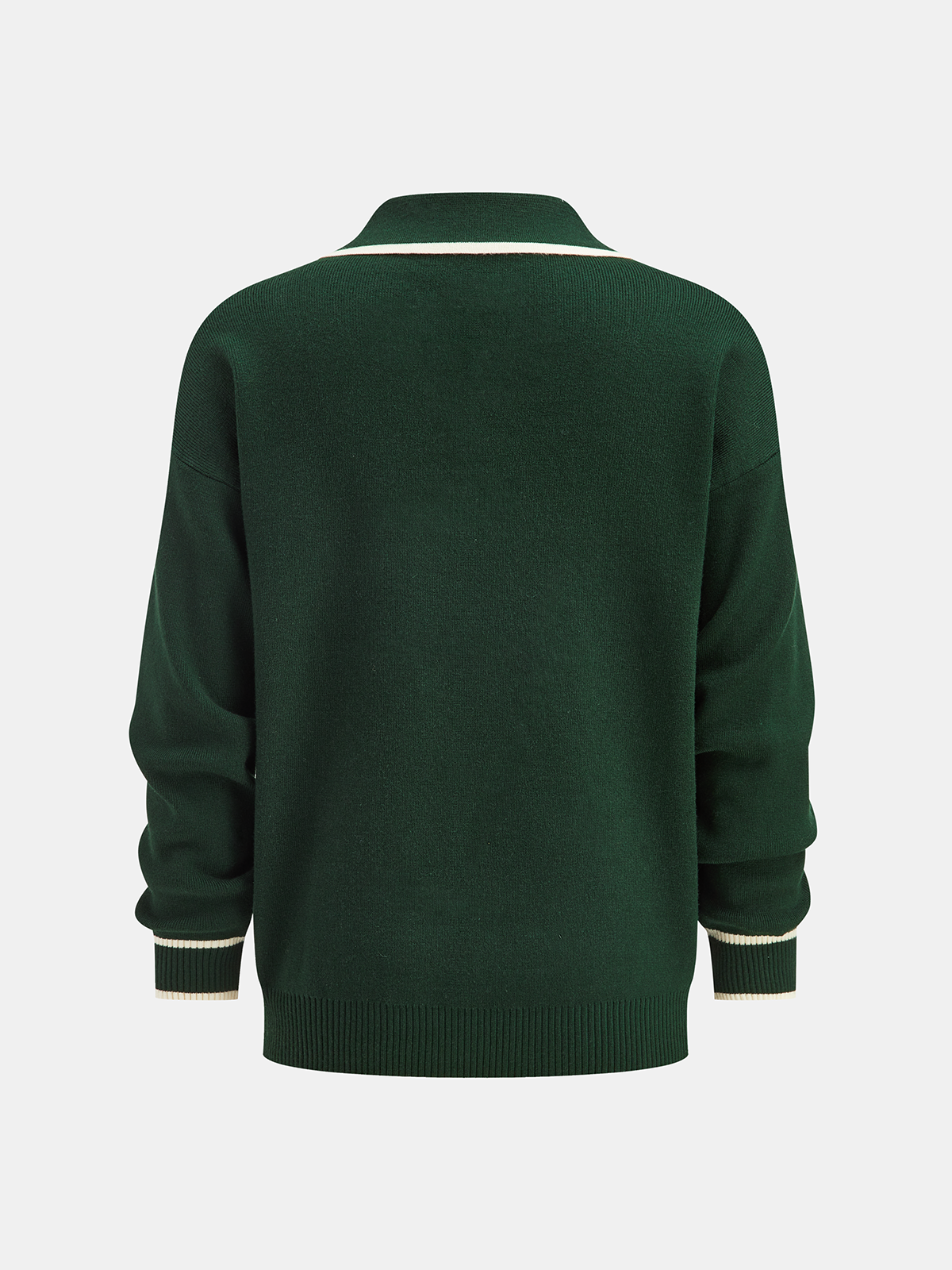 Knitted Contrast Trim Polo Top and Pants Set-Chicvia