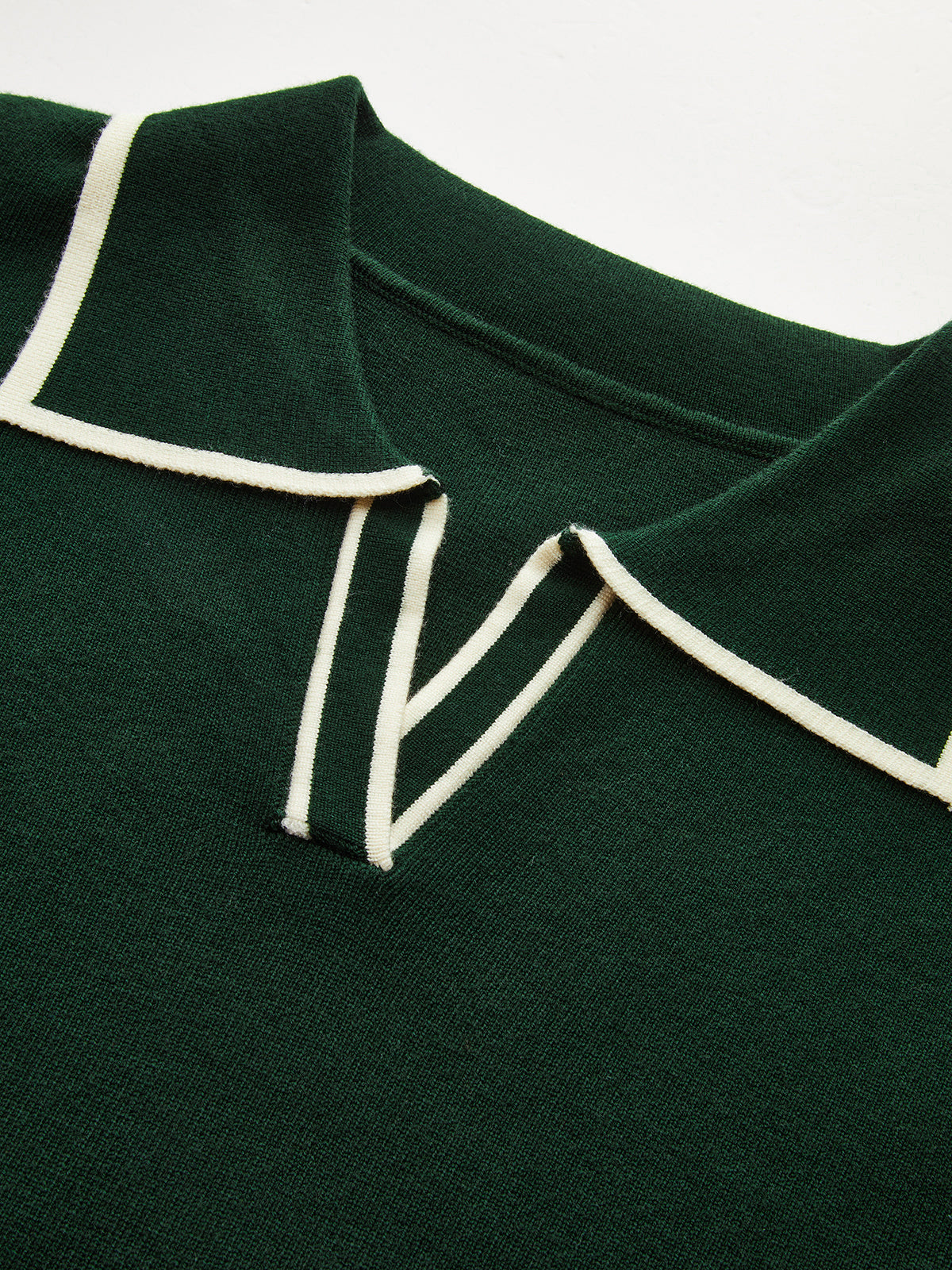 Knitted Contrast Trim Polo Top and Pants Set-Chicvia