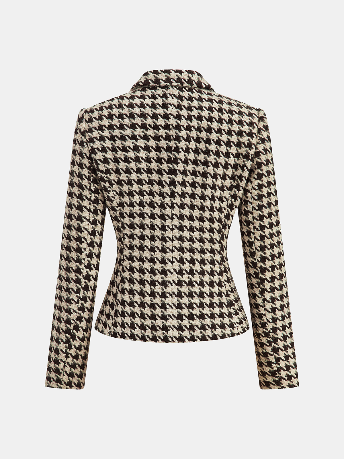 Metal Button Houndstooth Tweed Blazer-Chicvia
