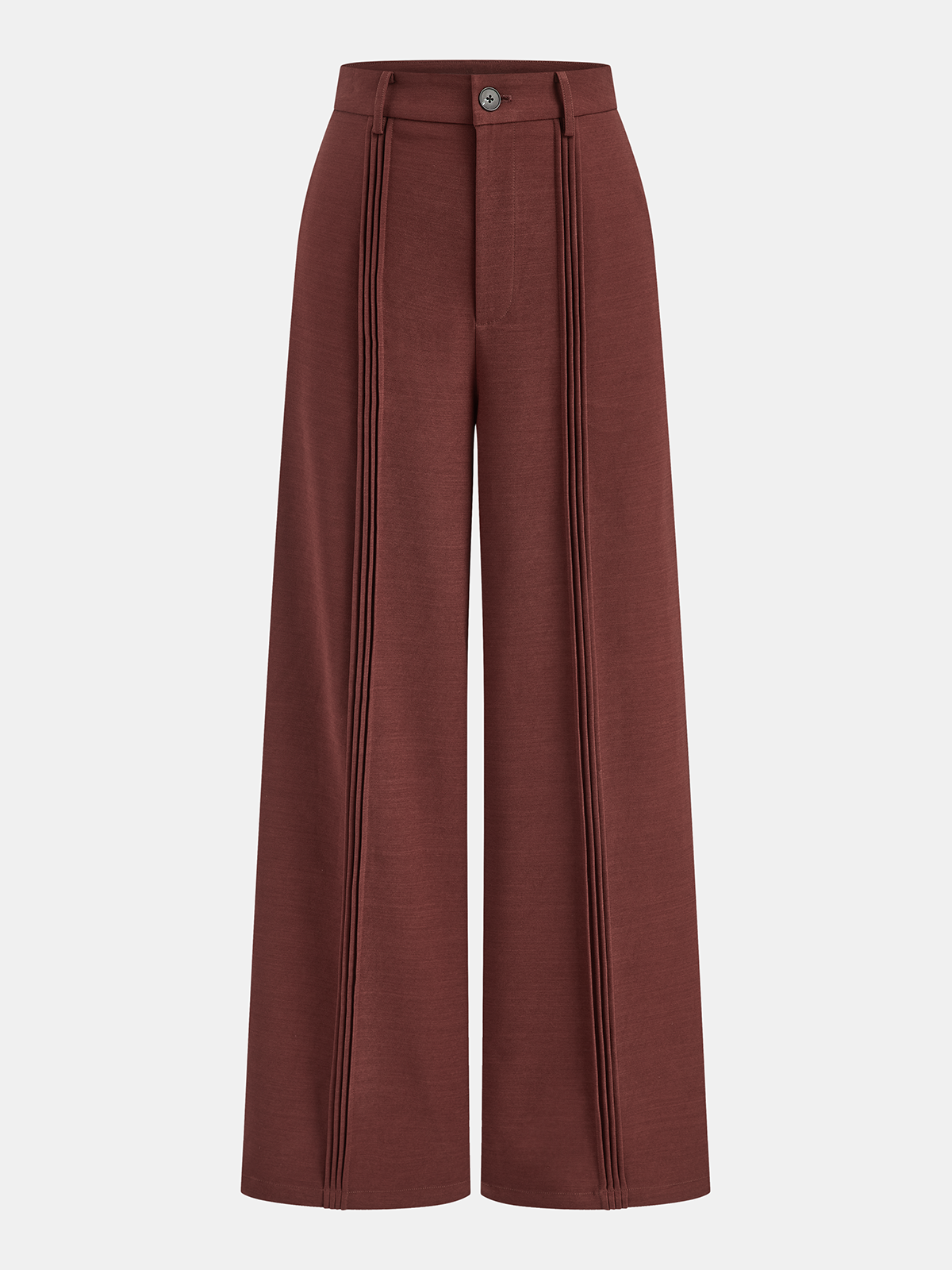 Mid-Waist Pleated Wide-Leg Pants-Chicvia